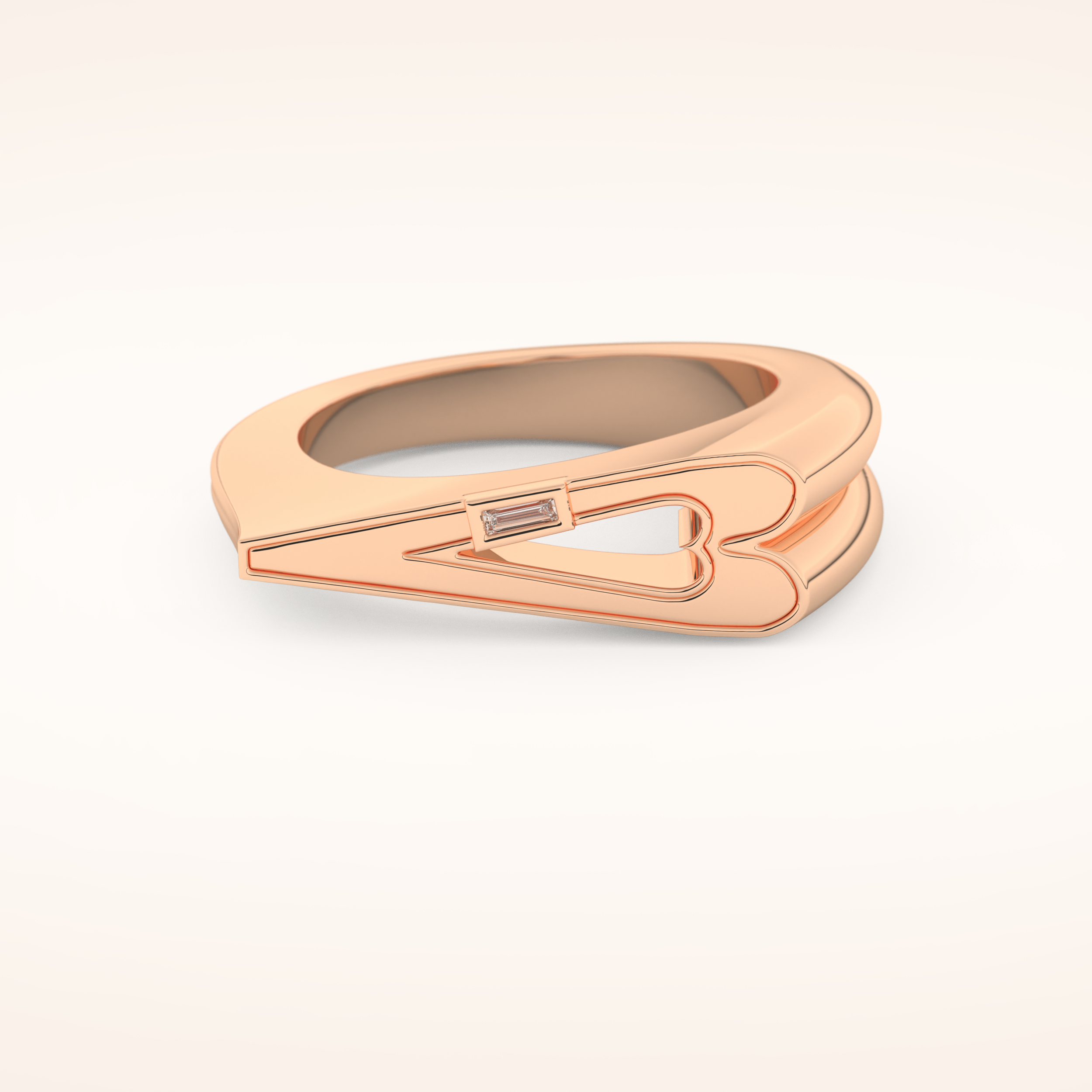 0.013 TCW Baguette Shaped Moissanite Heart Wedding Band