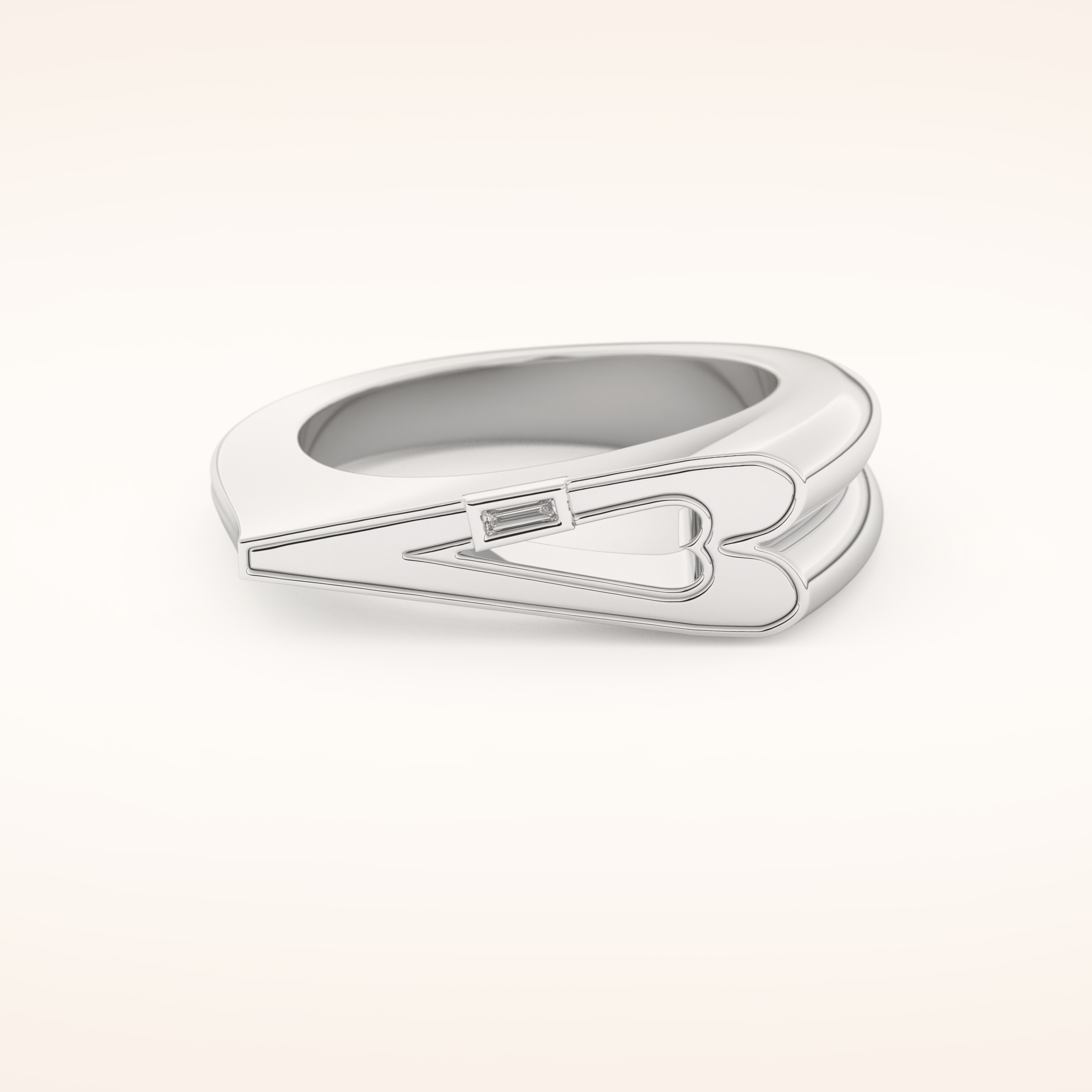 0.013 TCW Baguette Shaped Moissanite Heart Wedding Band