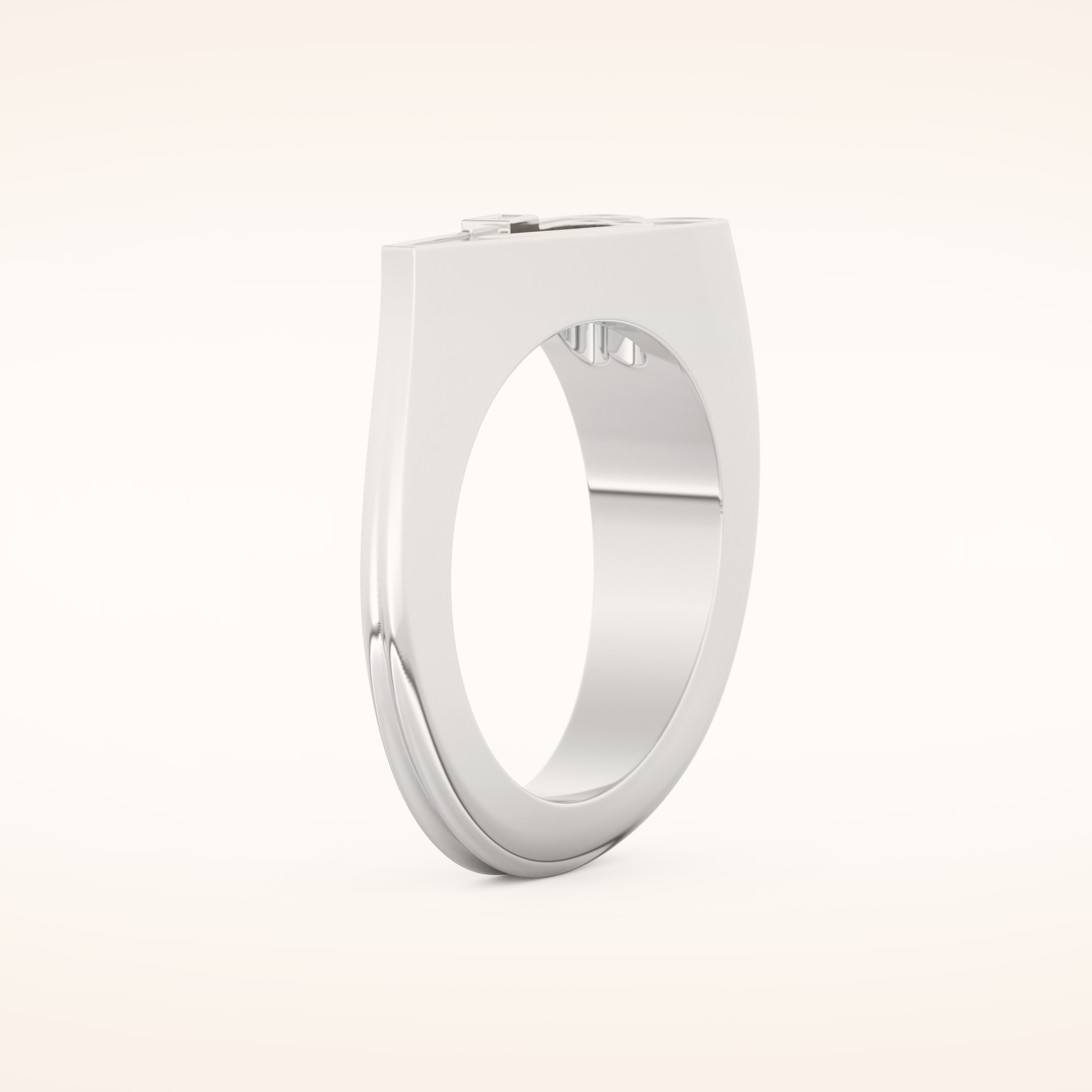 0.013 TCW Baguette Shaped Moissanite Heart Wedding Band