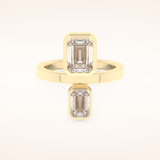 2.43 TCW Emerald Shaped Toi Et Moi Moissanite Engagement Ring