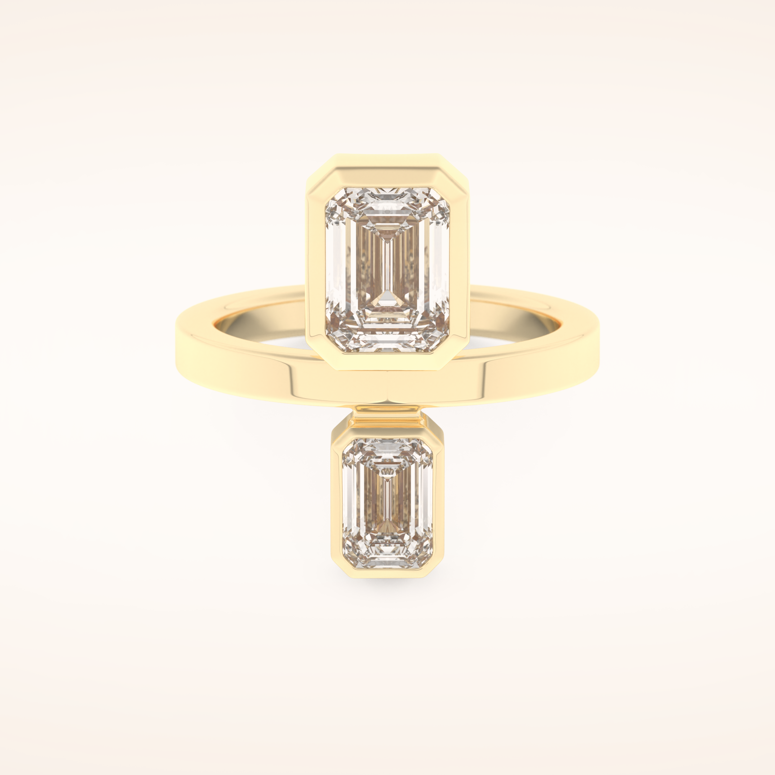 2.43 TCW Emerald Shaped Toi Et Moi Moissanite Engagement Ring