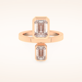 2.43 TCW Emerald Shaped Toi Et Moi Moissanite Engagement Ring