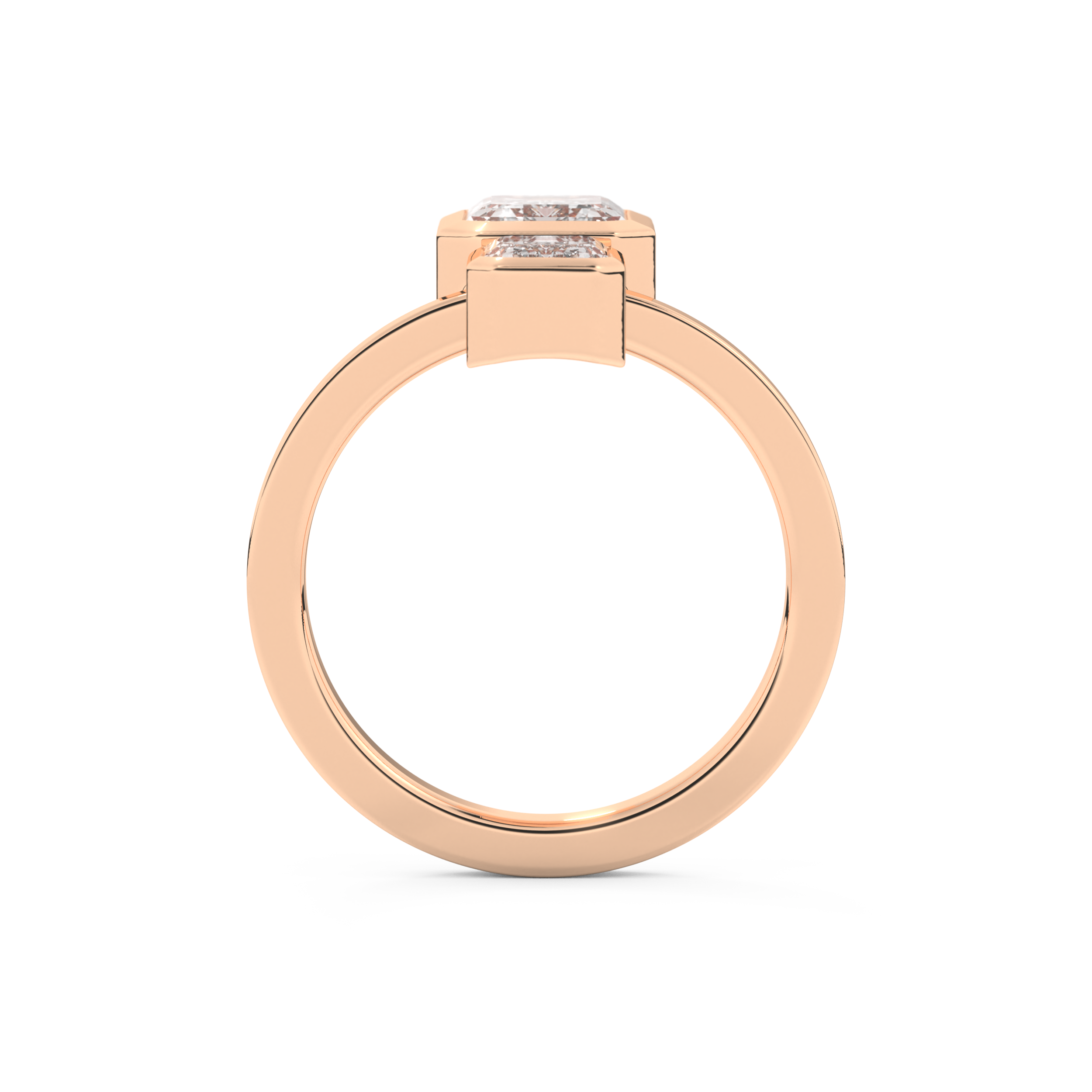 Parallel Diamond Style Wedding Band with 2.43 CT Emerald Cut Moissanite – Yellow, White, or Rose Gold