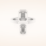 2.43 TCW Emerald Shaped Toi Et Moi Moissanite Engagement Ring