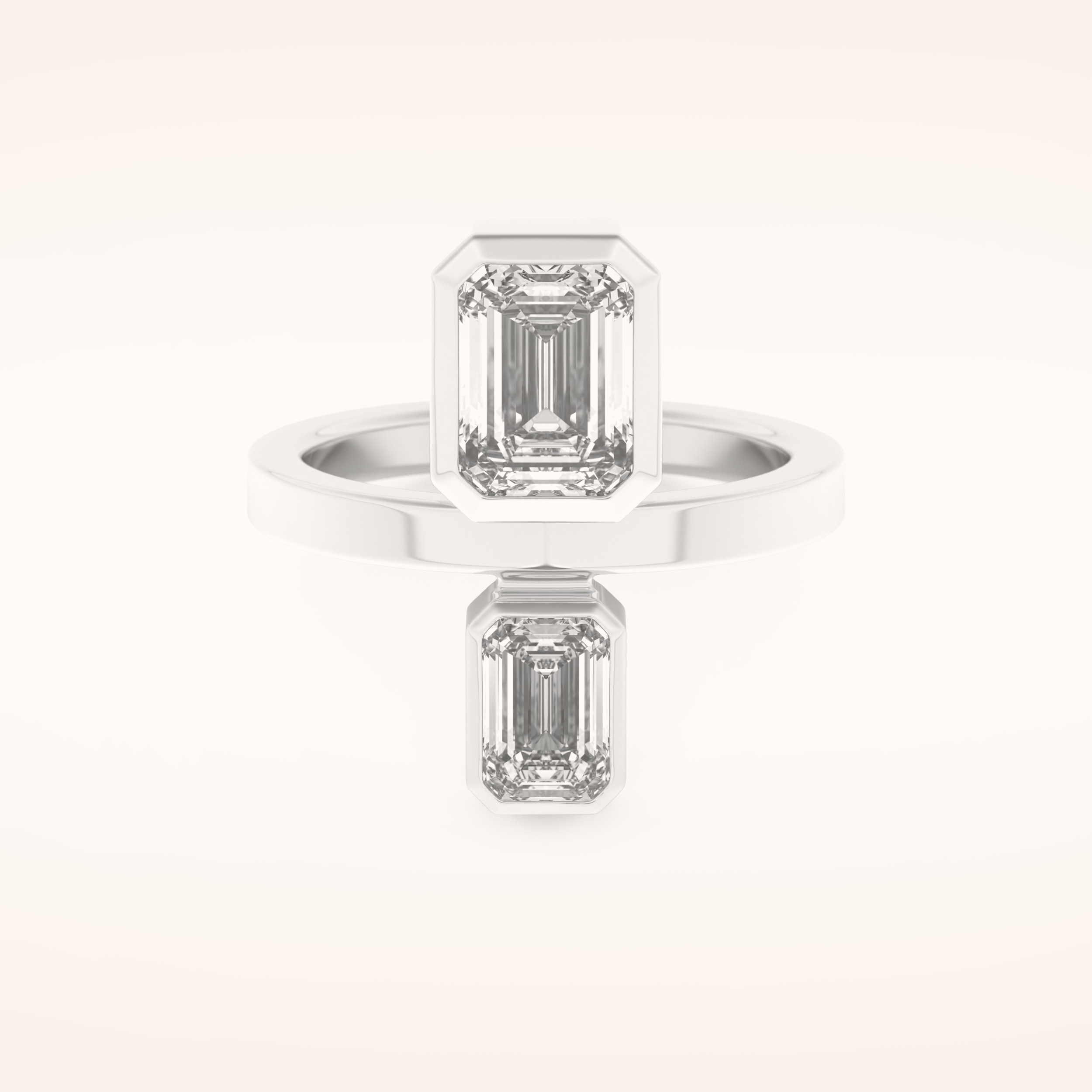 2.43 TCW Emerald Shaped Toi Et Moi Moissanite Engagement Ring