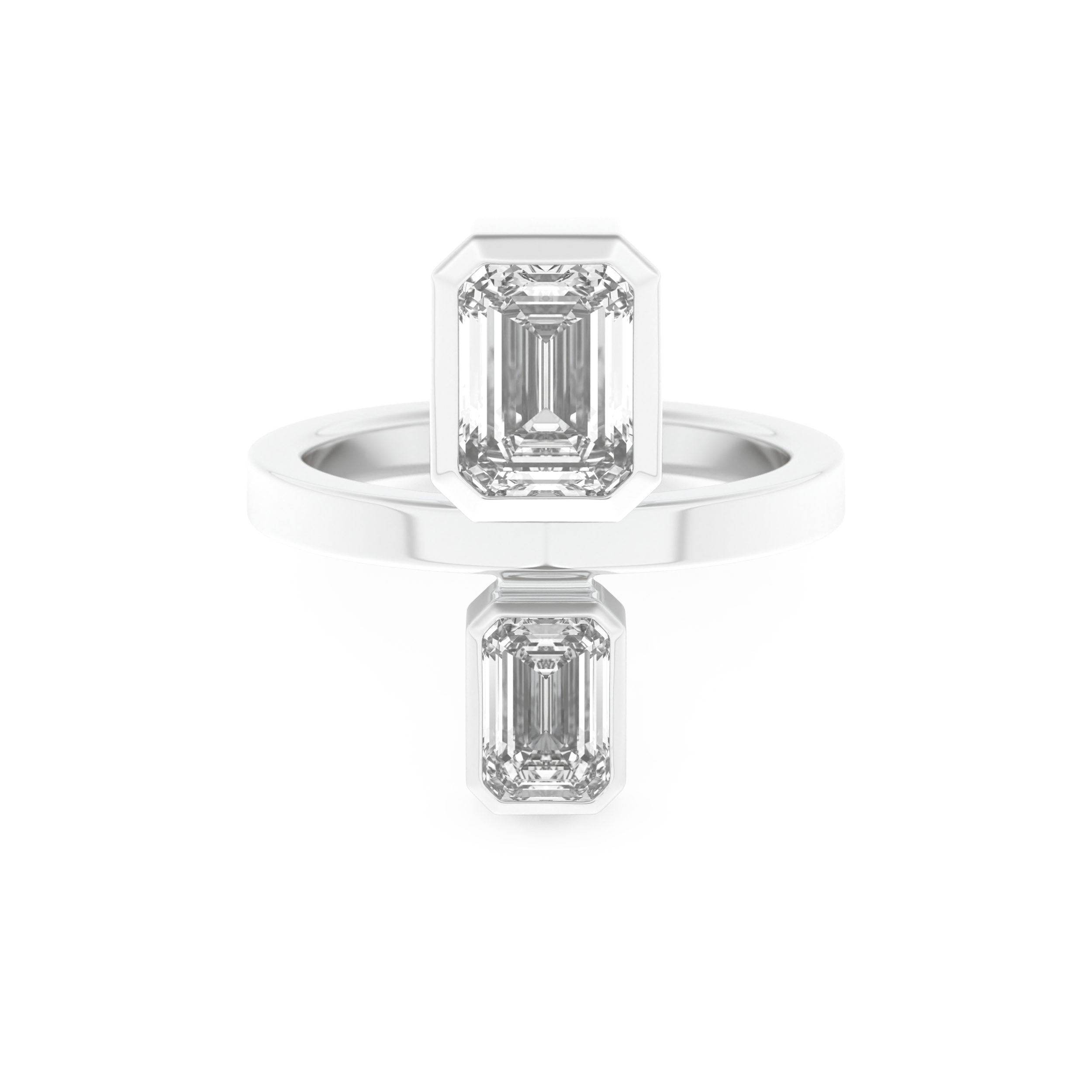 Parallel Diamond Style Wedding Band with 2.43 CT Emerald Cut Moissanite – Yellow, White, or Rose Gold