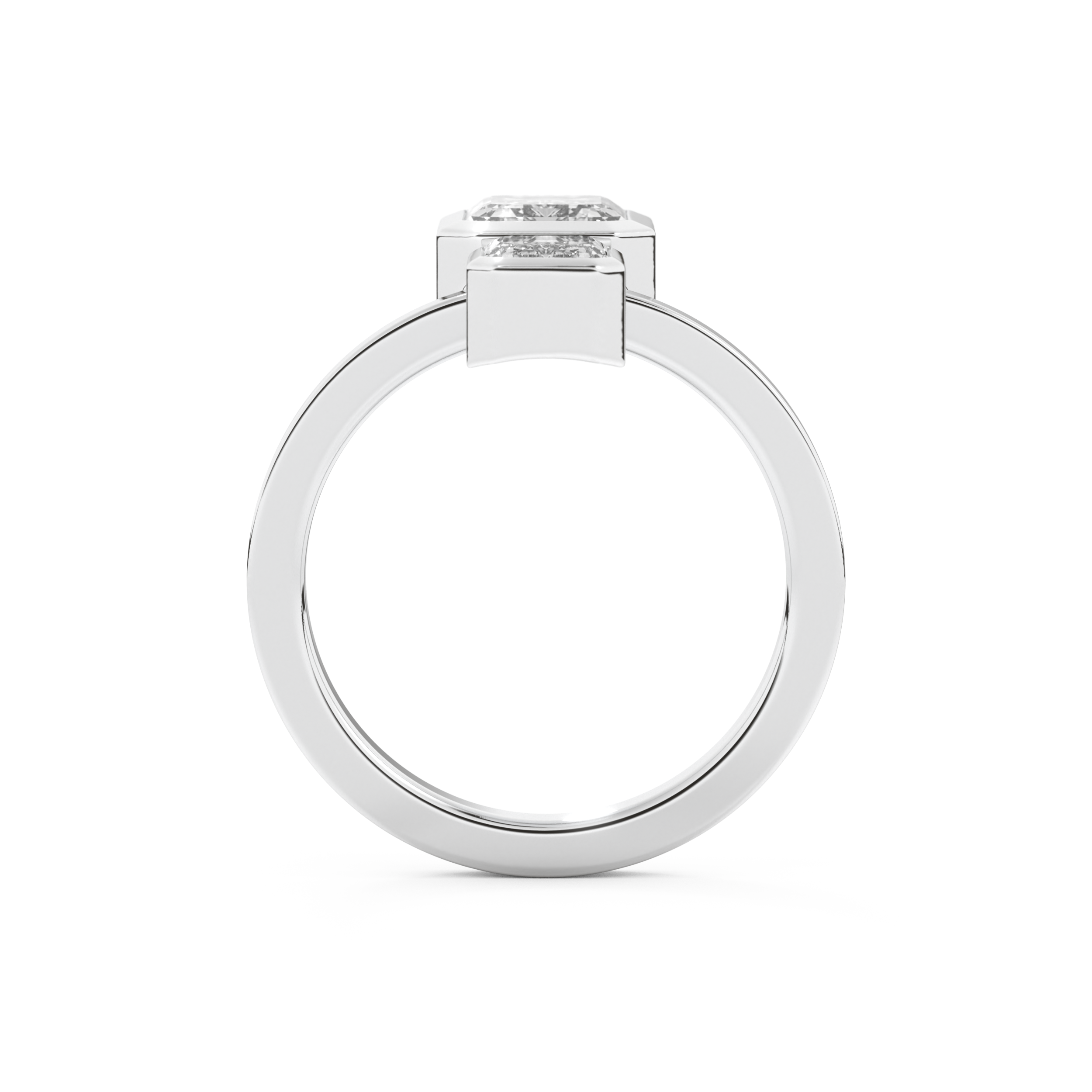 Parallel Diamond Style Wedding Band with 2.43 CT Emerald Cut Moissanite – Yellow, White, or Rose Gold