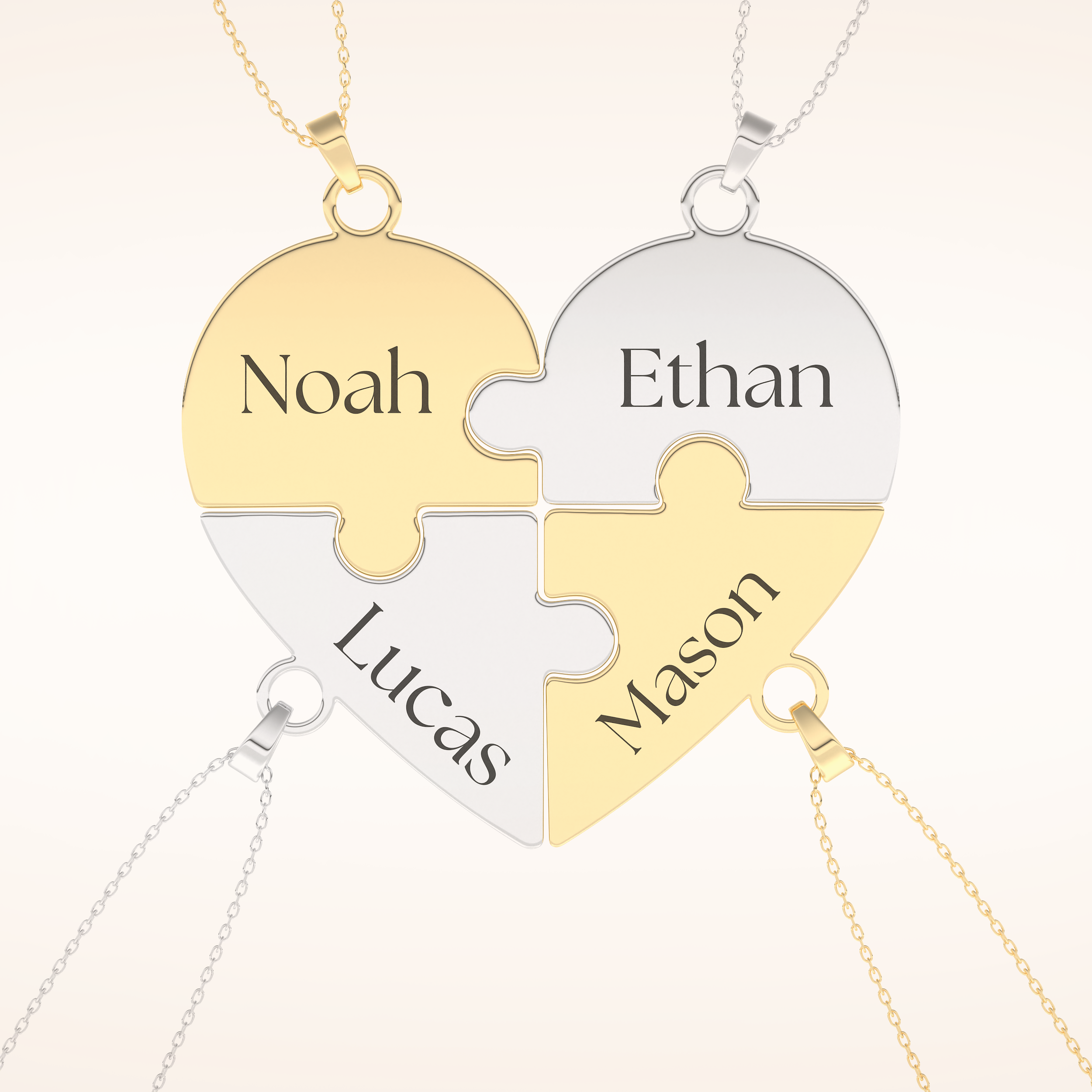 Custom Engraved Heart Puzzle Pendant Necklace – Crafted with Meaning 7