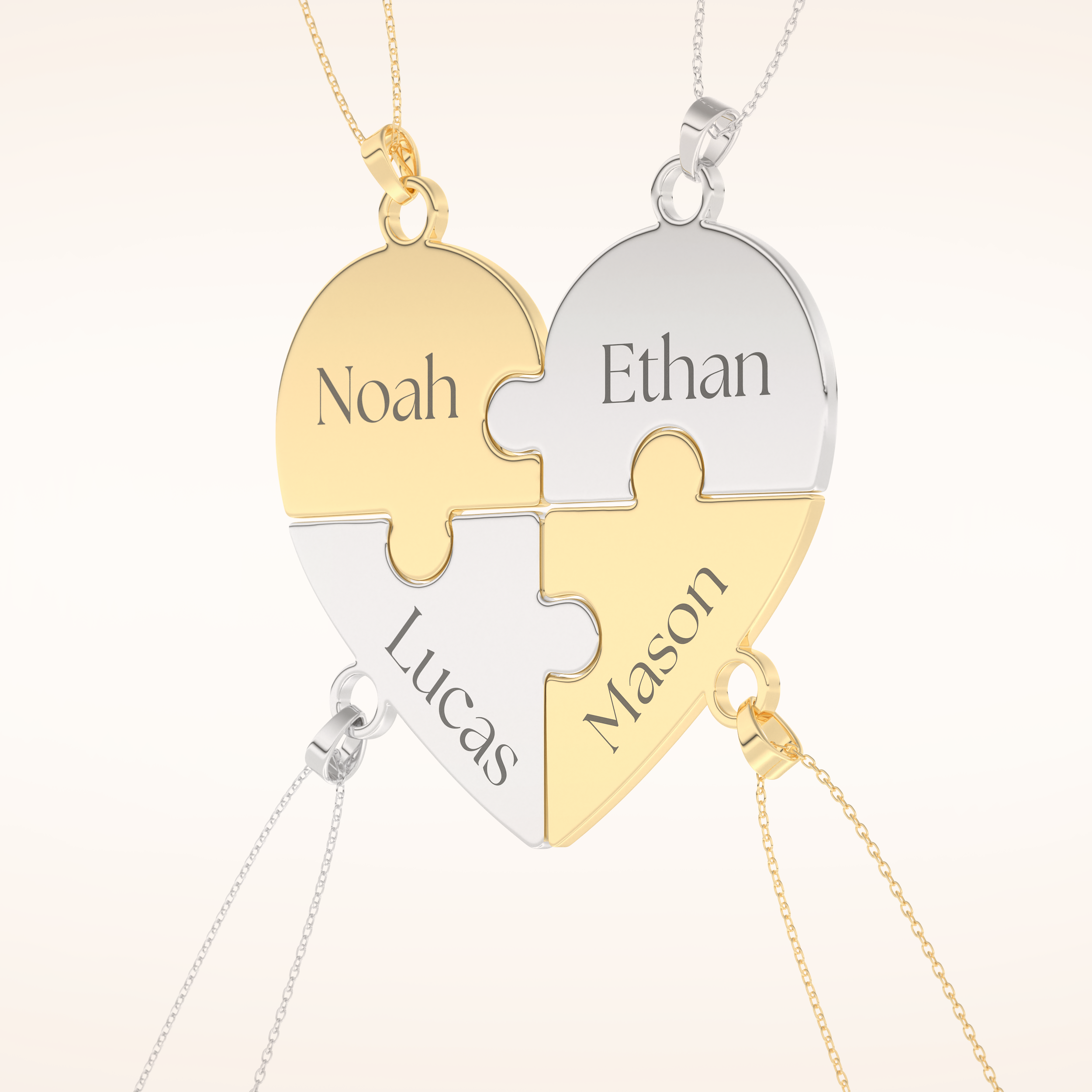 Custom Engraved Heart Puzzle Pendant Necklace – Crafted with Meaning 9