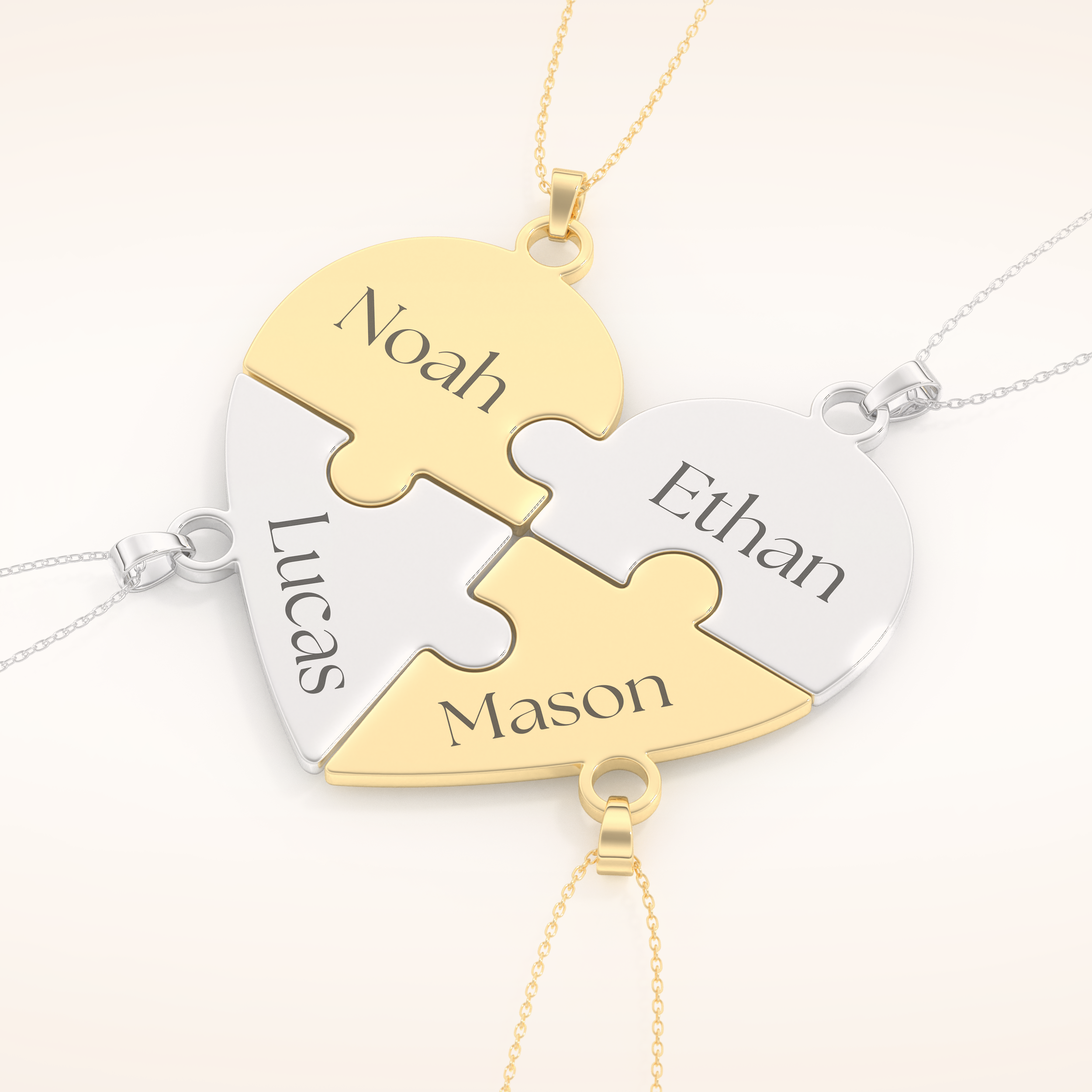Custom Engraved Heart Puzzle Pendant Necklace – Crafted with Meaning 12