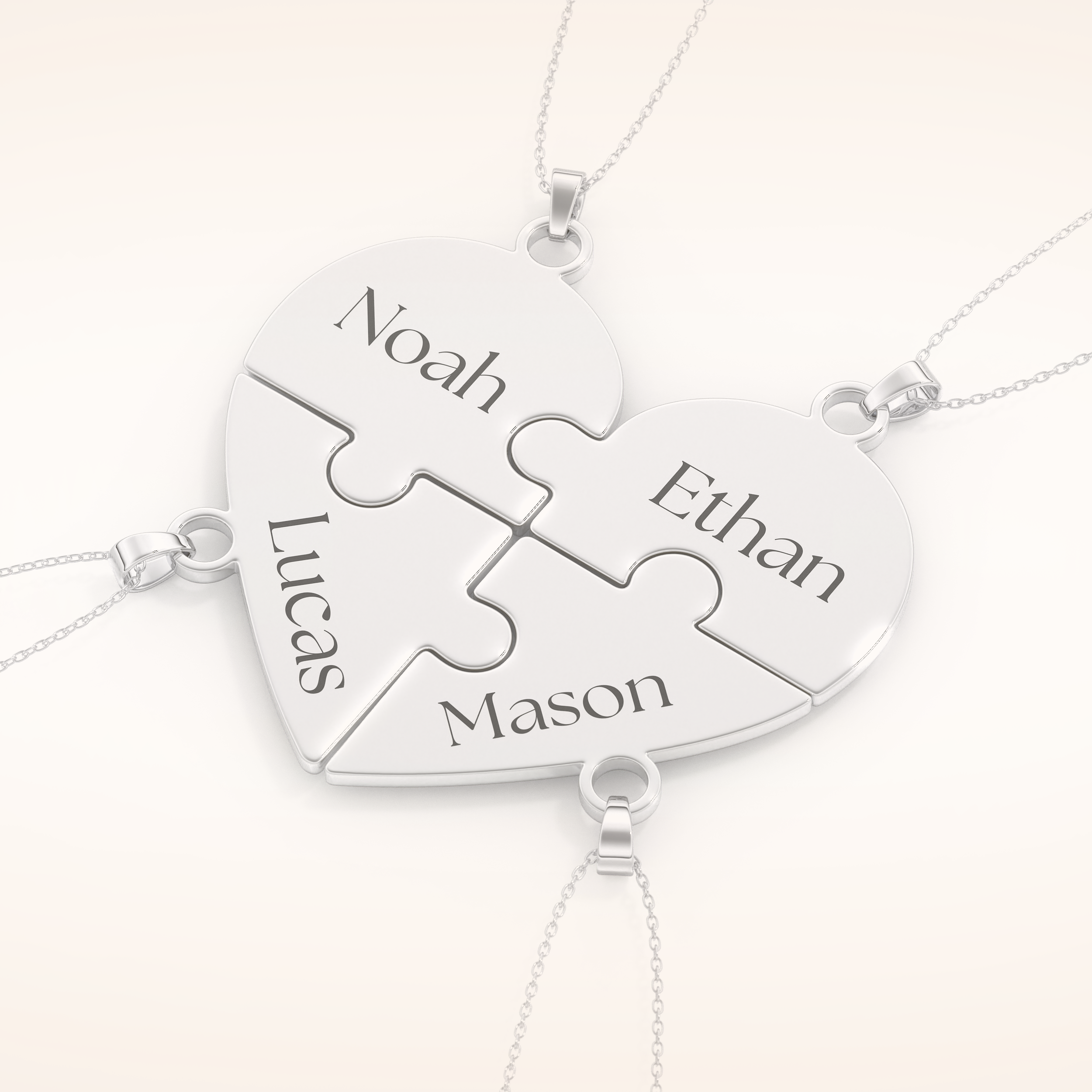Custom Engraved Heart Puzzle Pendant Necklace – Crafted with Meaning 4