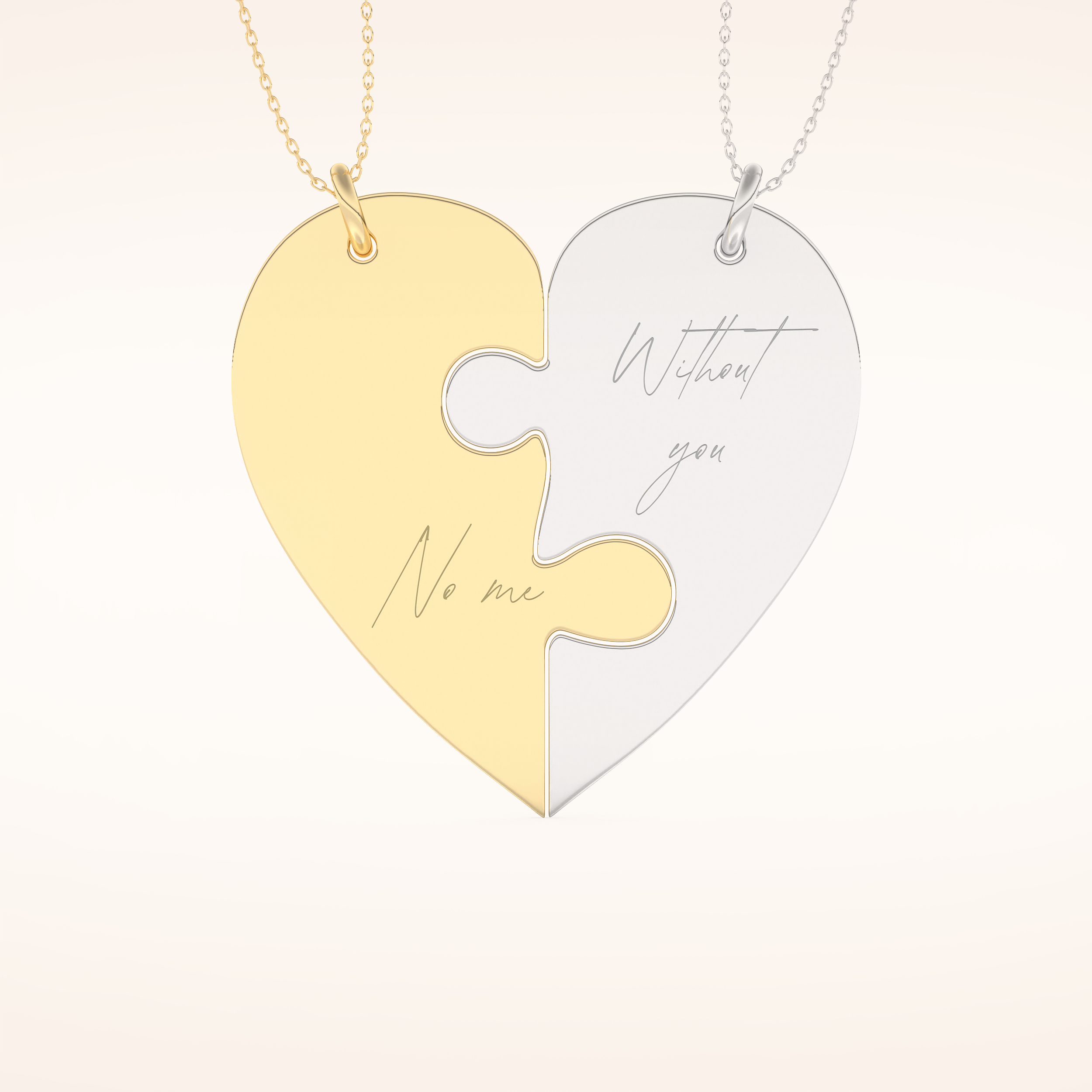 Custom Engraved Split Heart Pendant Necklace – Crafted with Meaning 10