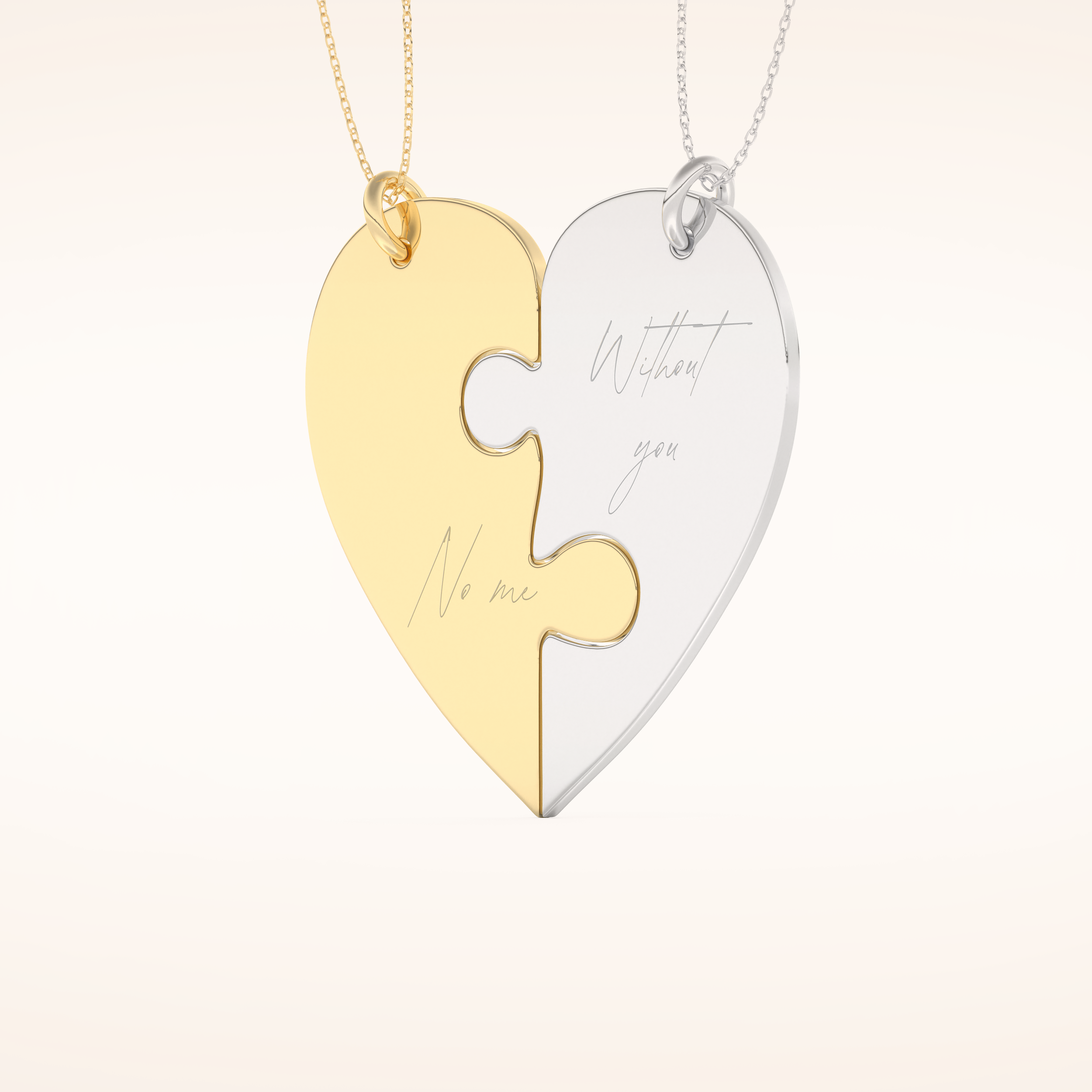 Custom Engraved Split Heart Pendant Necklace – Crafted with Meaning 11