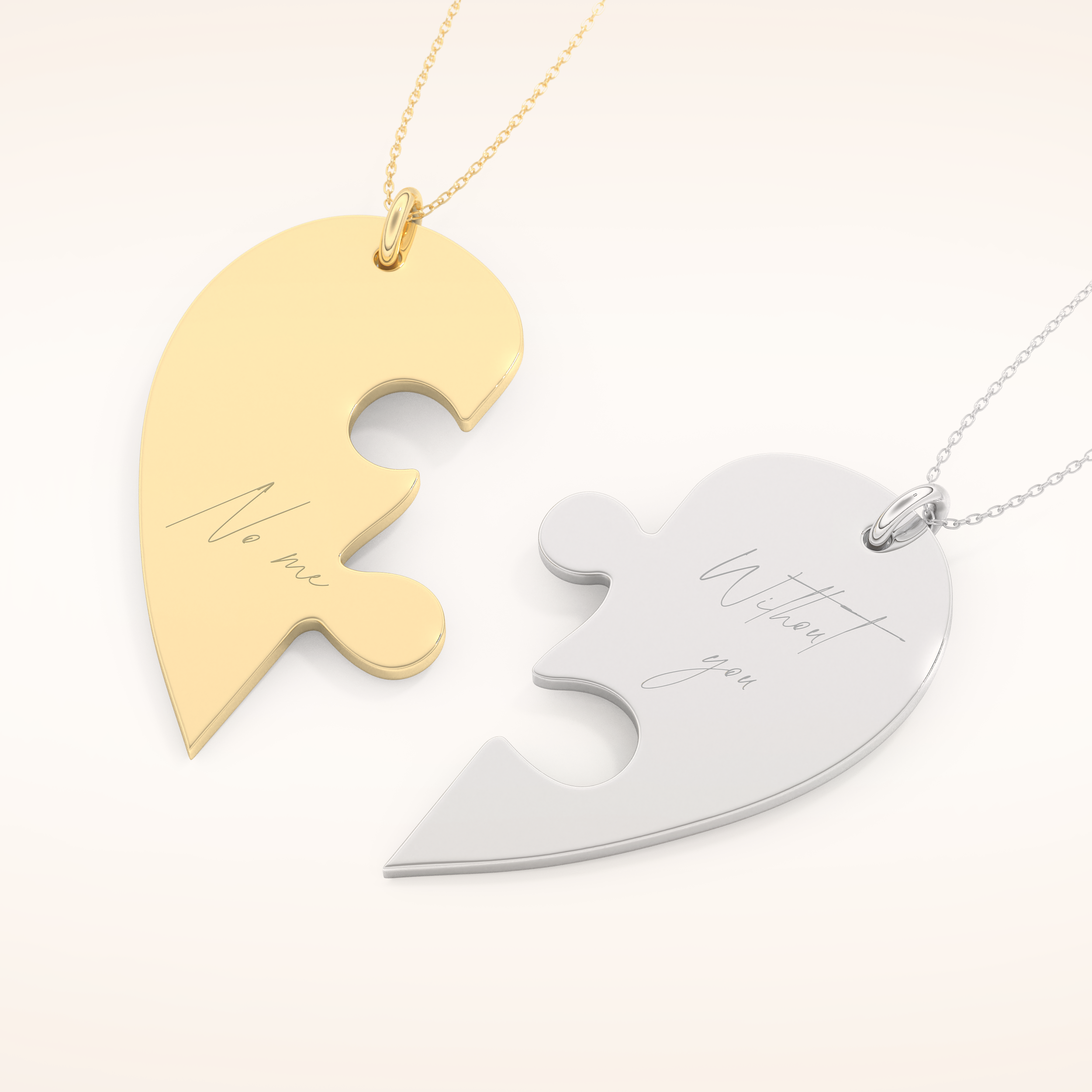 Custom Engraved Split Heart Pendant Necklace – Crafted with Meaning 14