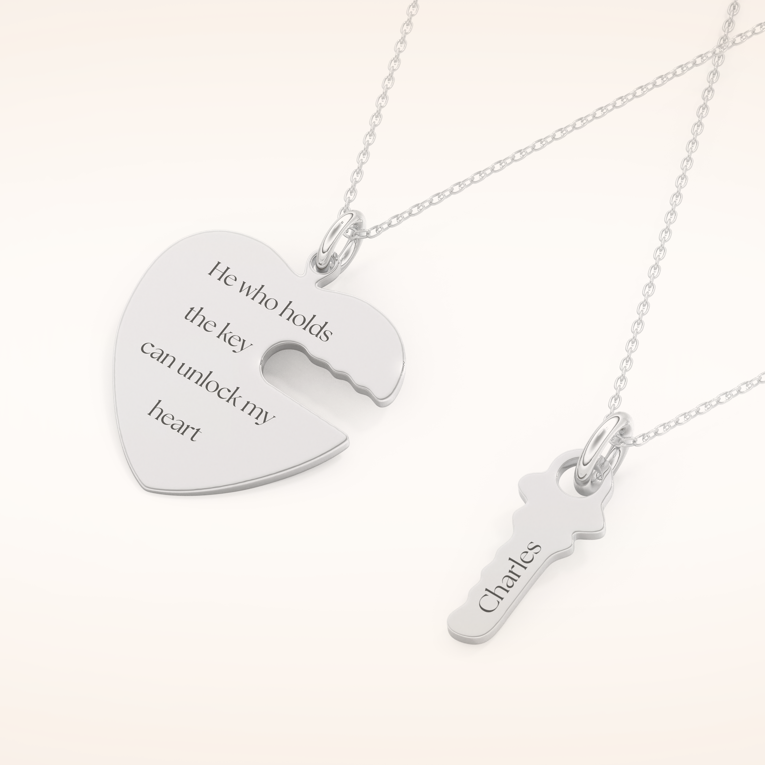 Custom Heart and Key Matching Necklace Set – Crafted with Meaning 5