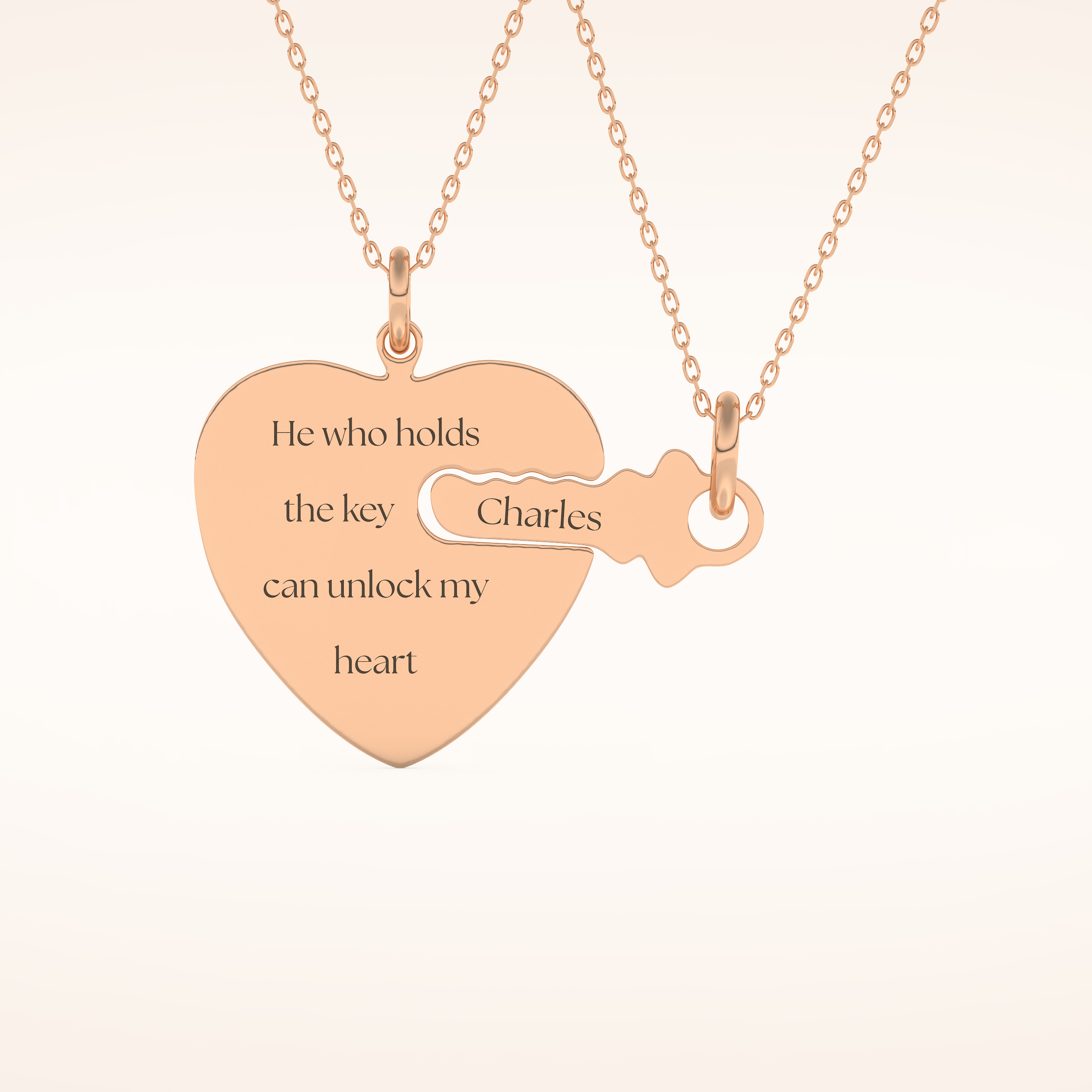 Custom Heart and Key Matching Necklace Set – Crafted with Meaning 11