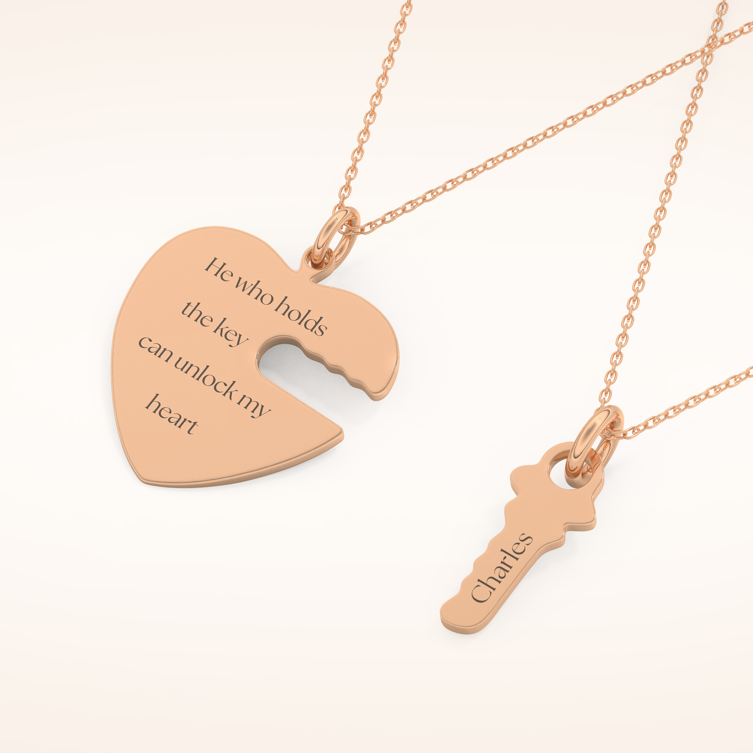 Custom Heart and Key Matching Necklace Set – Crafted with Meaning 15