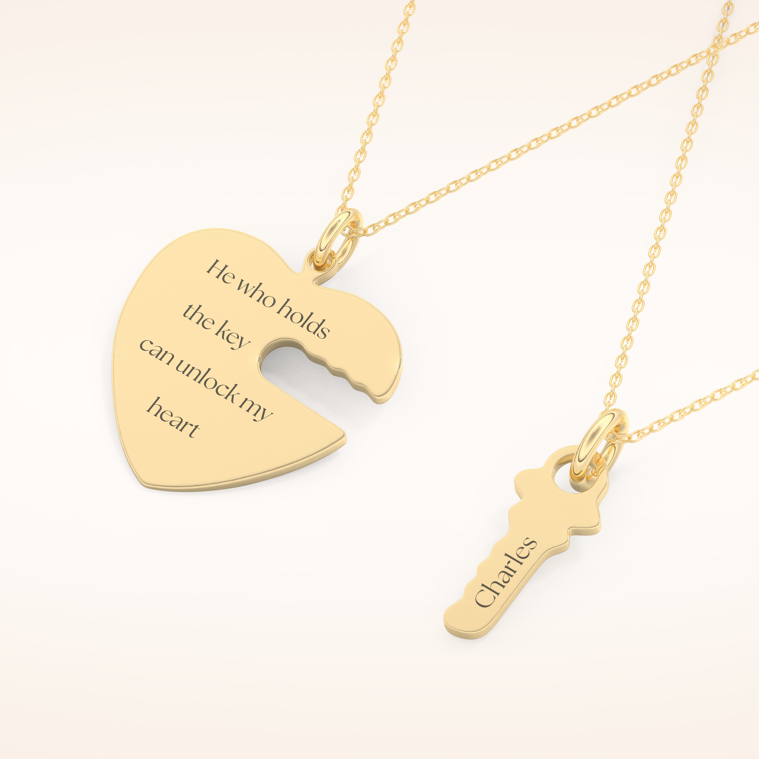 Custom Heart and Key Matching Necklace Set – Crafted with Meaning 10