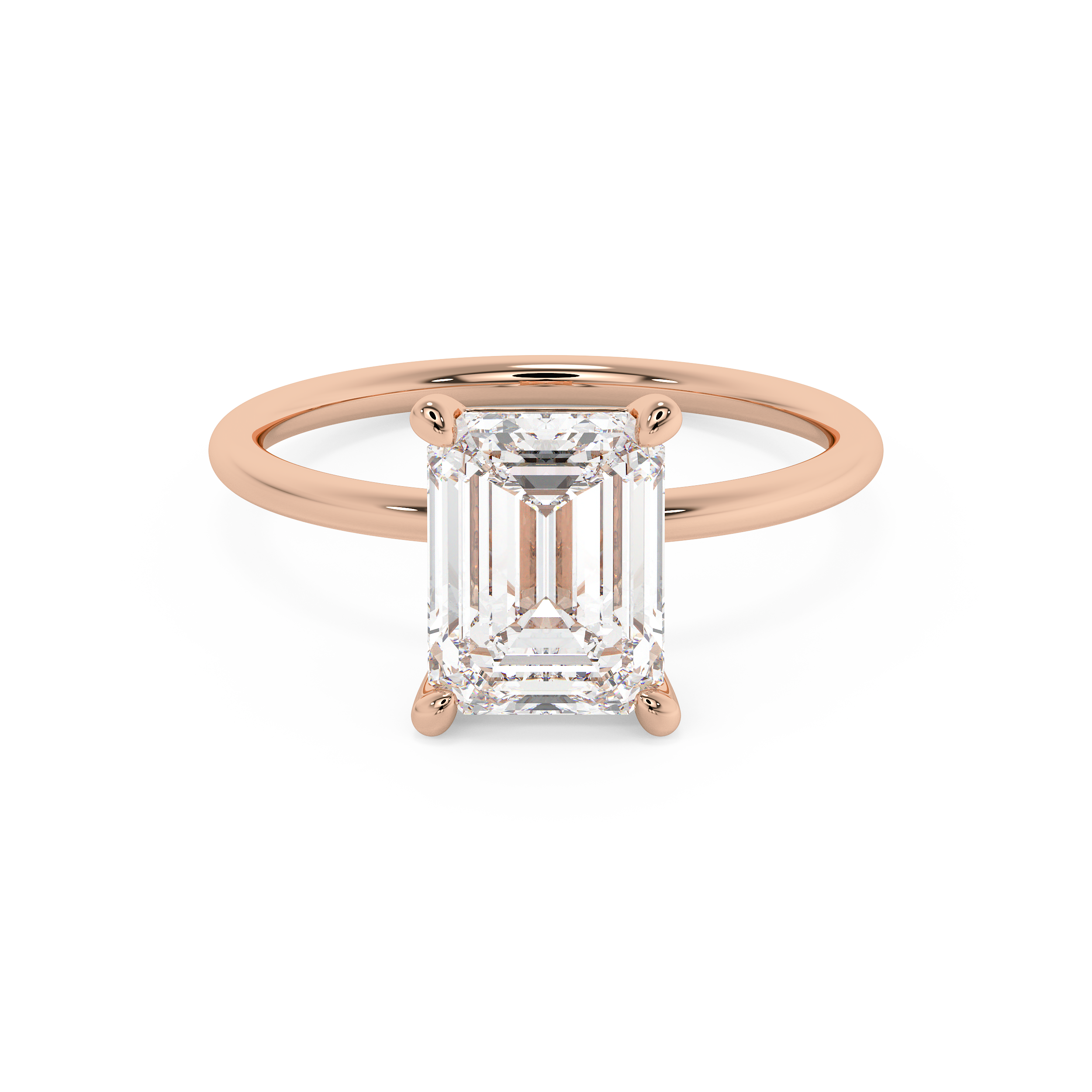 Emerald Solitaire Lab Grown Diamond Engagement Ring