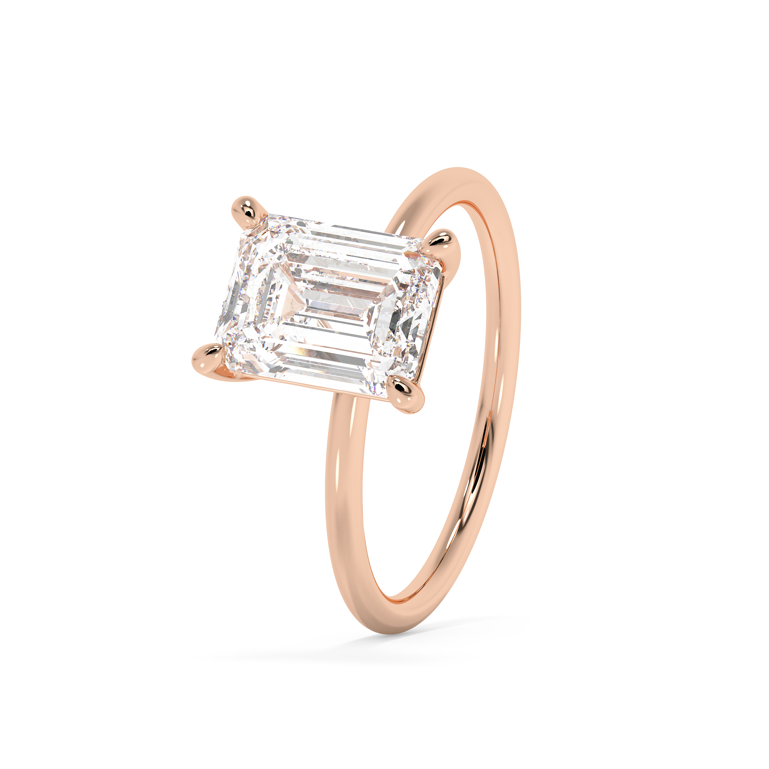 Emerald Solitaire Lab Grown Diamond Engagement Ring