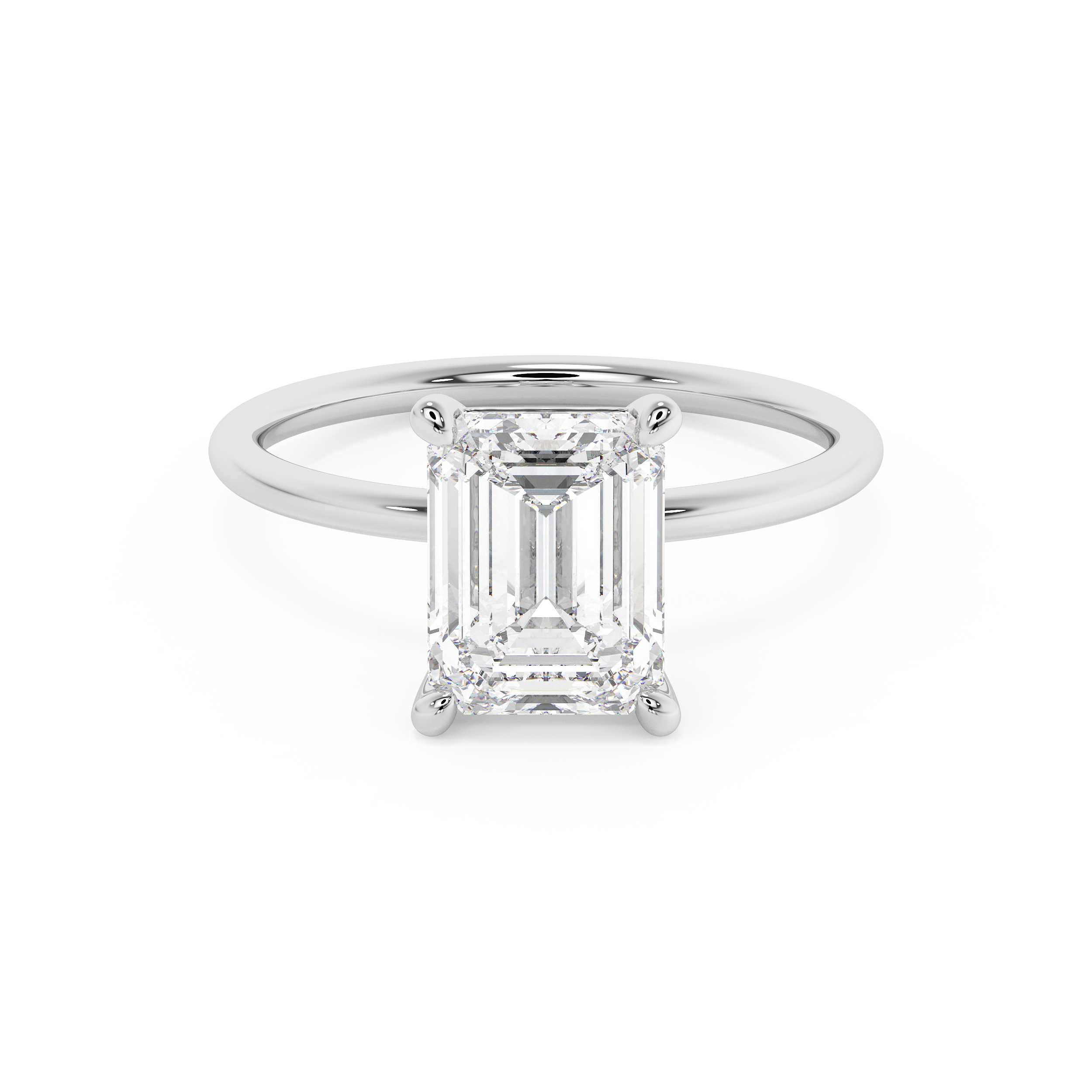 Emerald Solitaire Lab Grown Diamond Engagement Ring