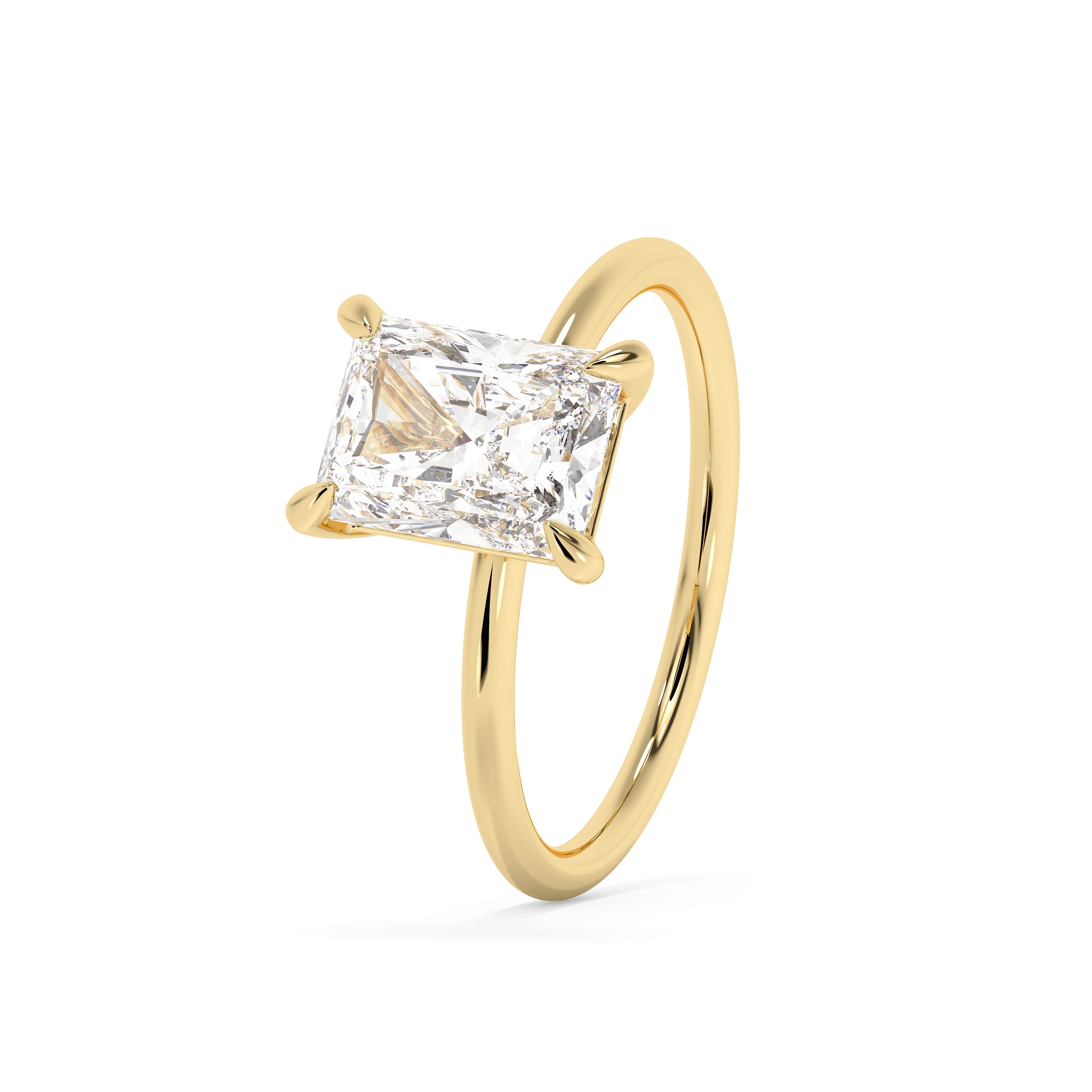 Emerald Solitaire Lab Grown Diamond Engagement Ring
