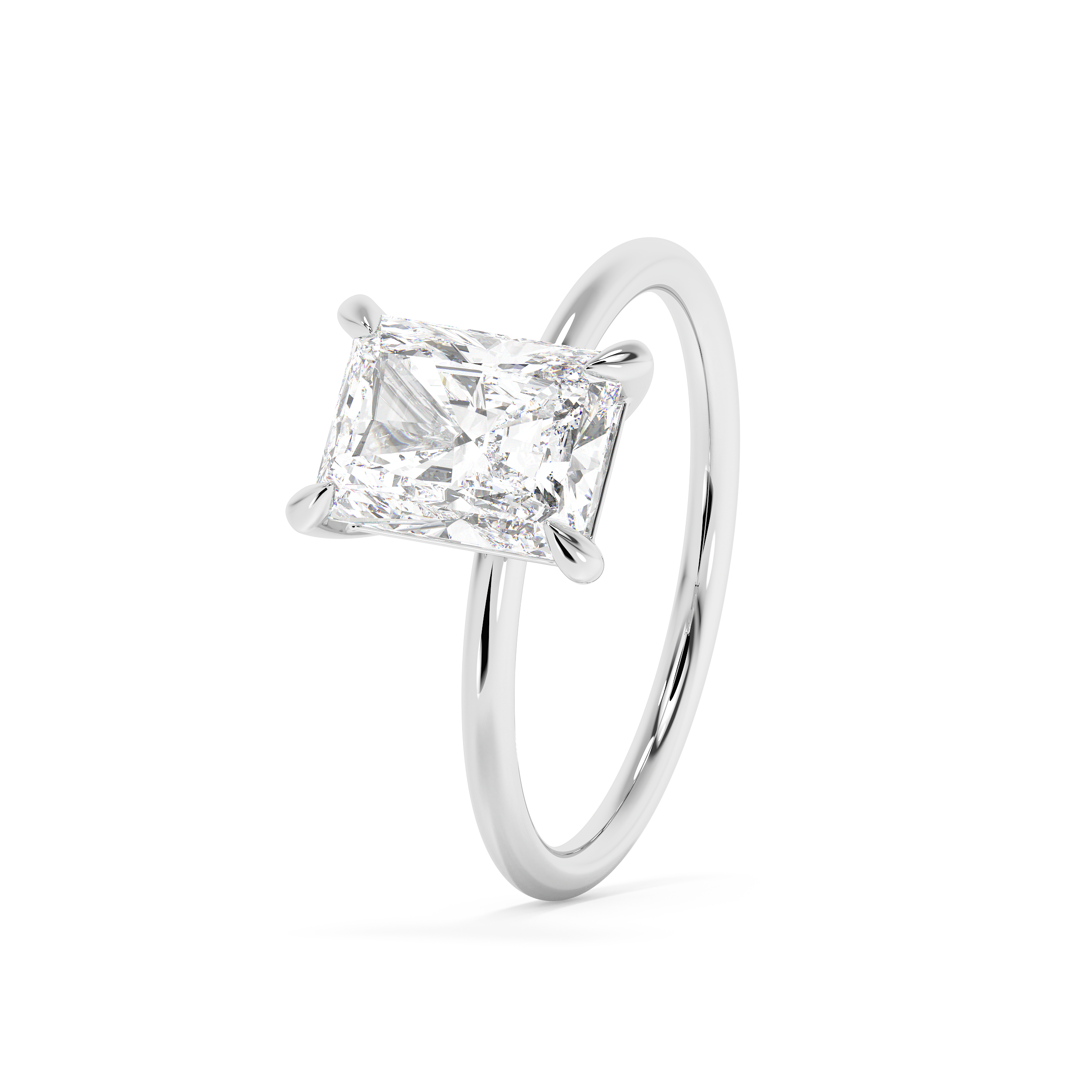 Emerald Solitaire Lab Grown Diamond Engagement Ring
