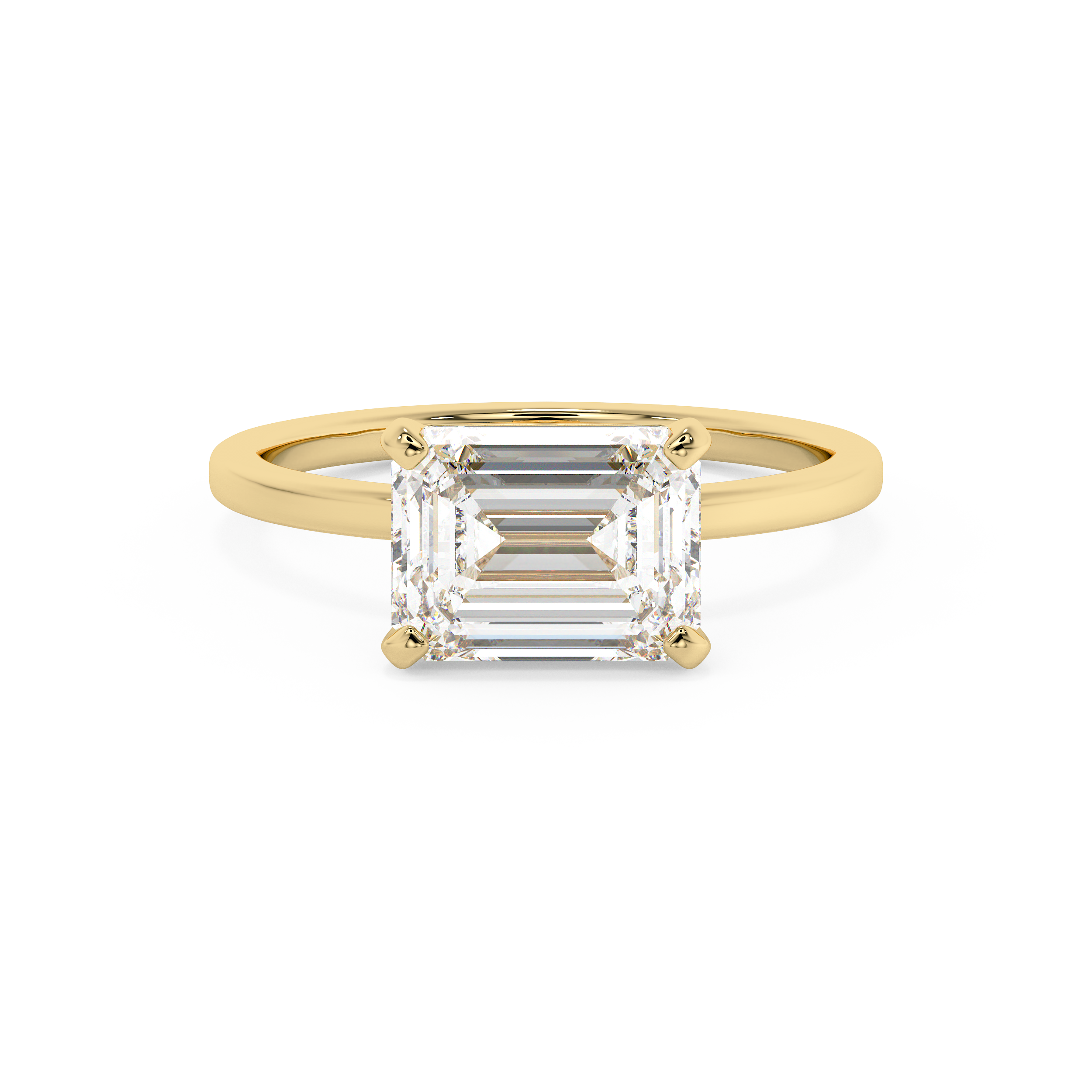 Emerald Solitaire Lab Grown Diamond Engagement Ring