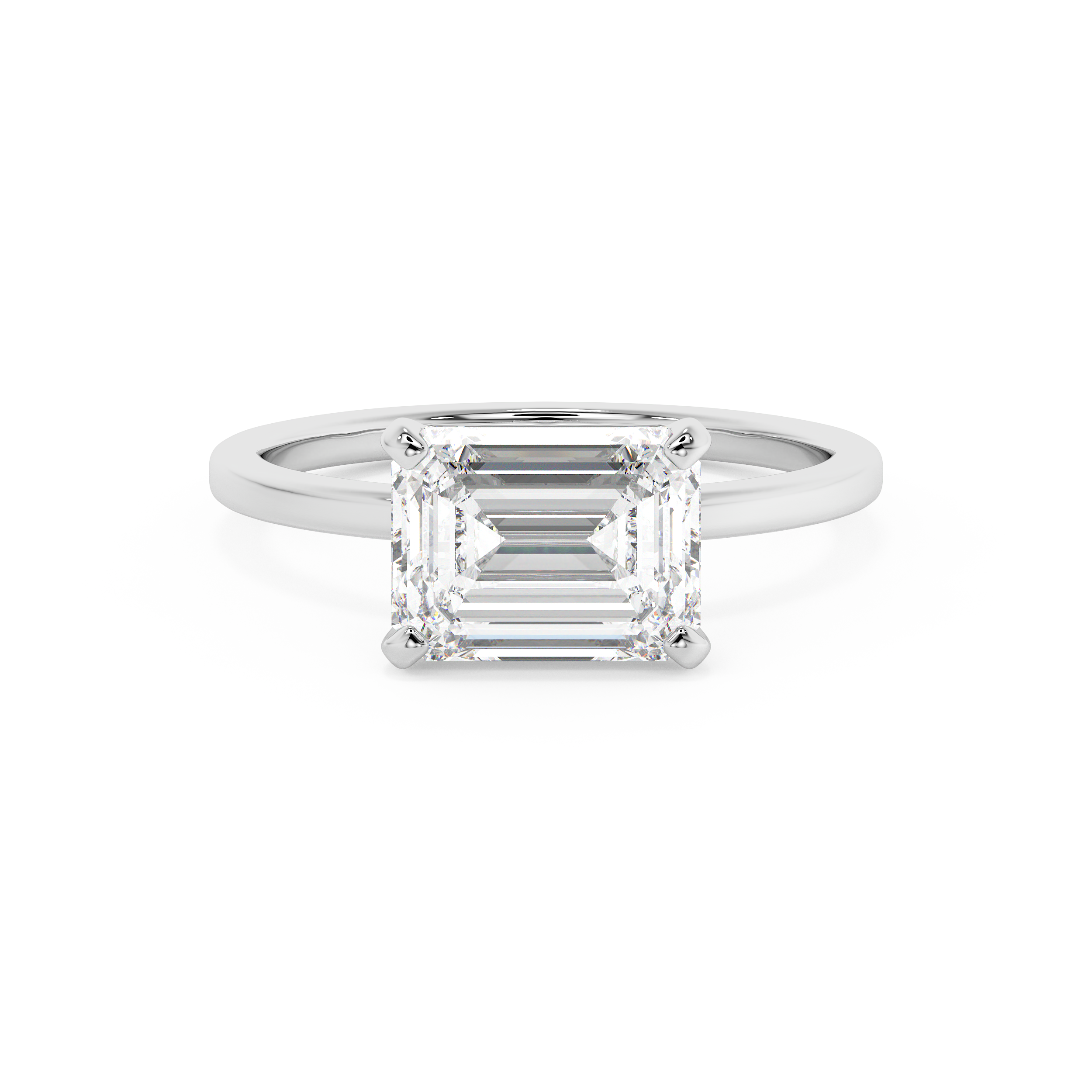 Emerald Solitaire Lab Grown Diamond Engagement Ring