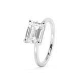 Emerald Solitaire Lab Grown Diamond Engagement Ring