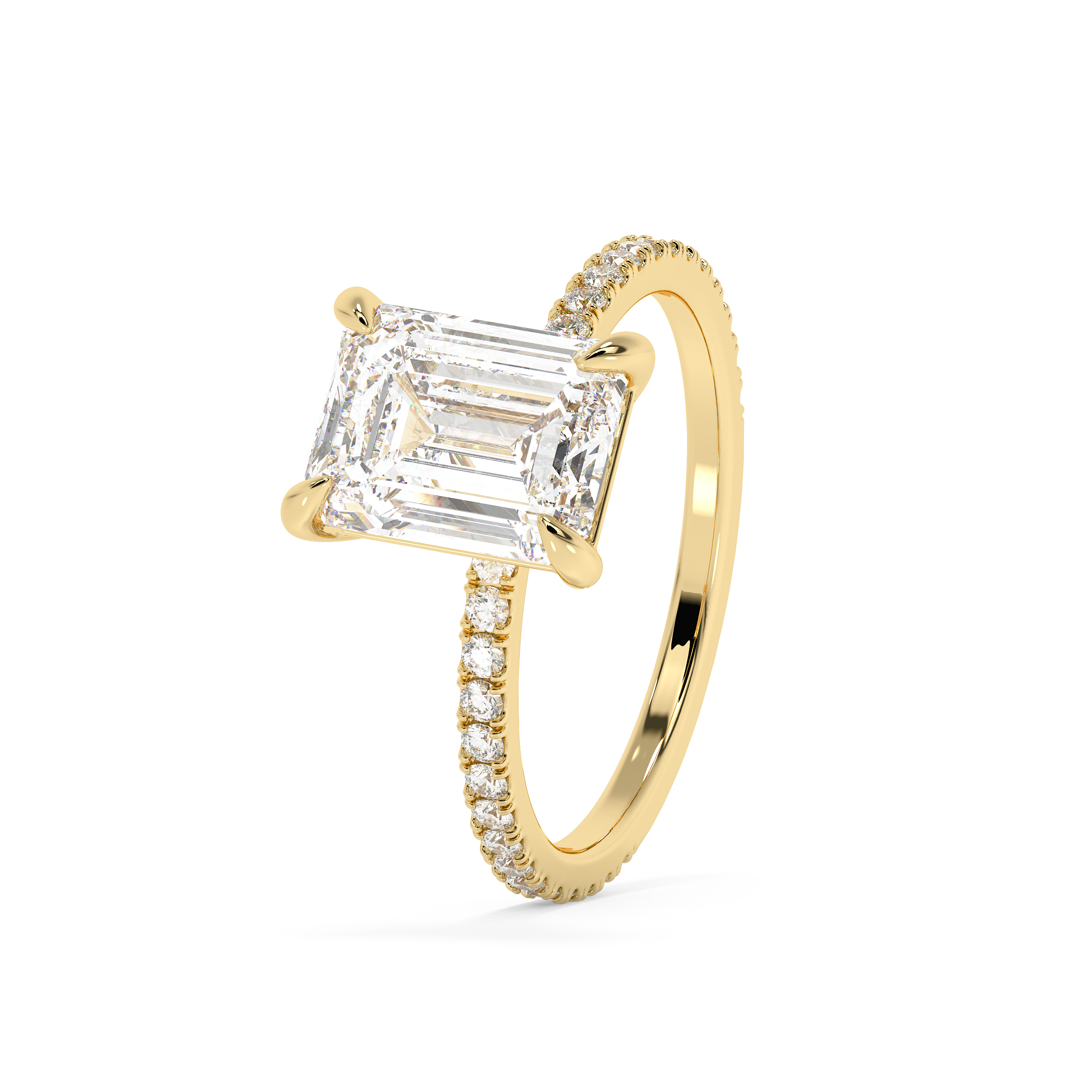 Emerald Solitaire Lab Grown Diamond Engagement Ring