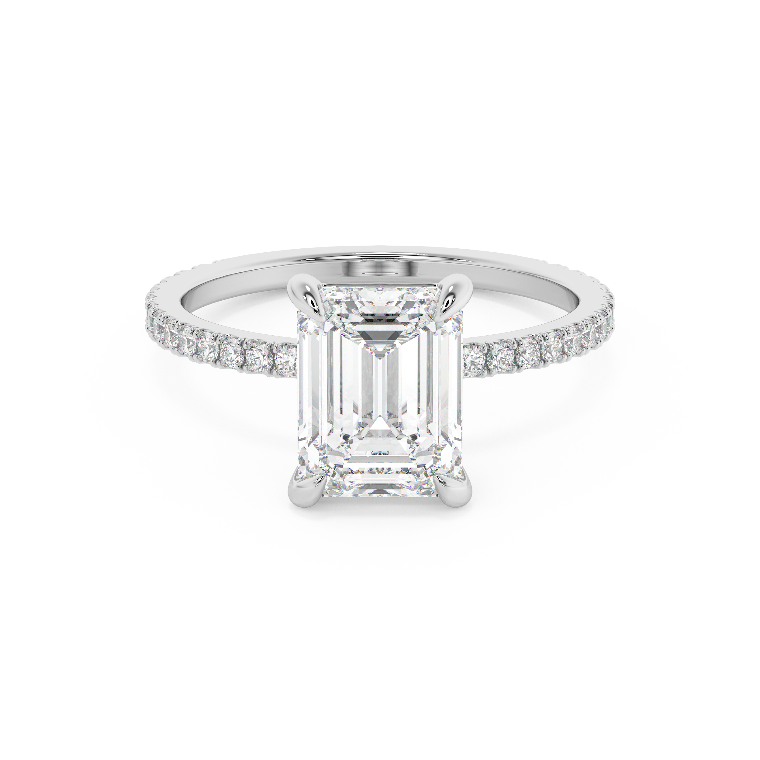 Emerald Solitaire Lab Grown Diamond Engagement Ring