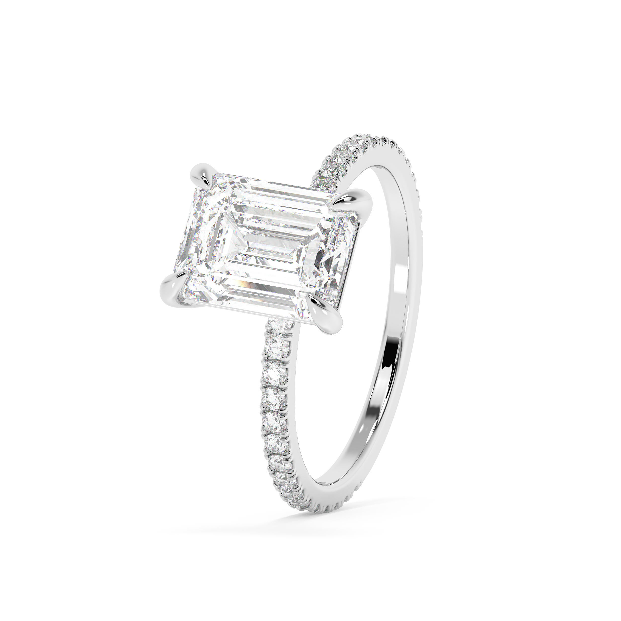 Emerald Solitaire Lab Grown Diamond Engagement Ring