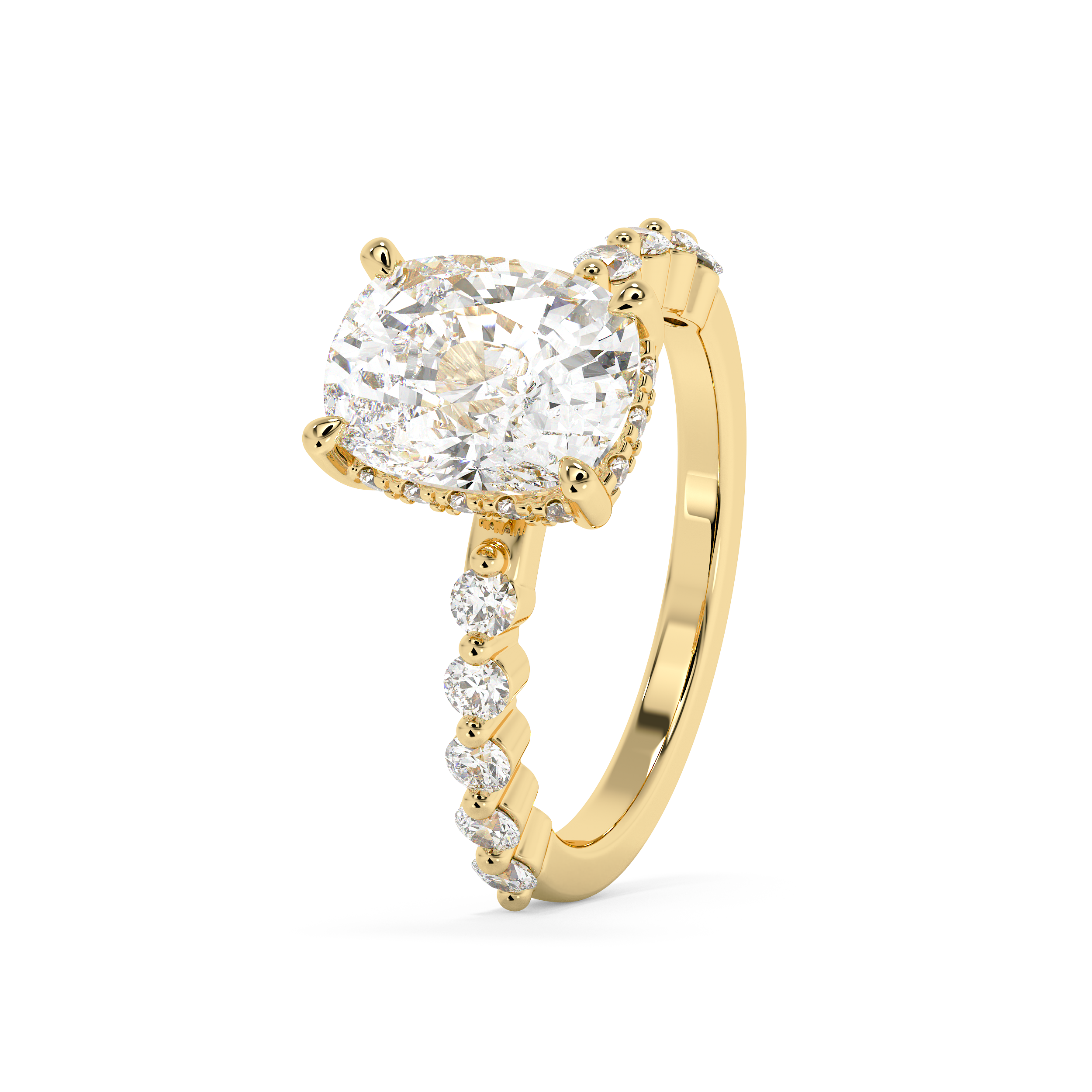 Emerald Solitaire Lab Grown Diamond Engagement Ring