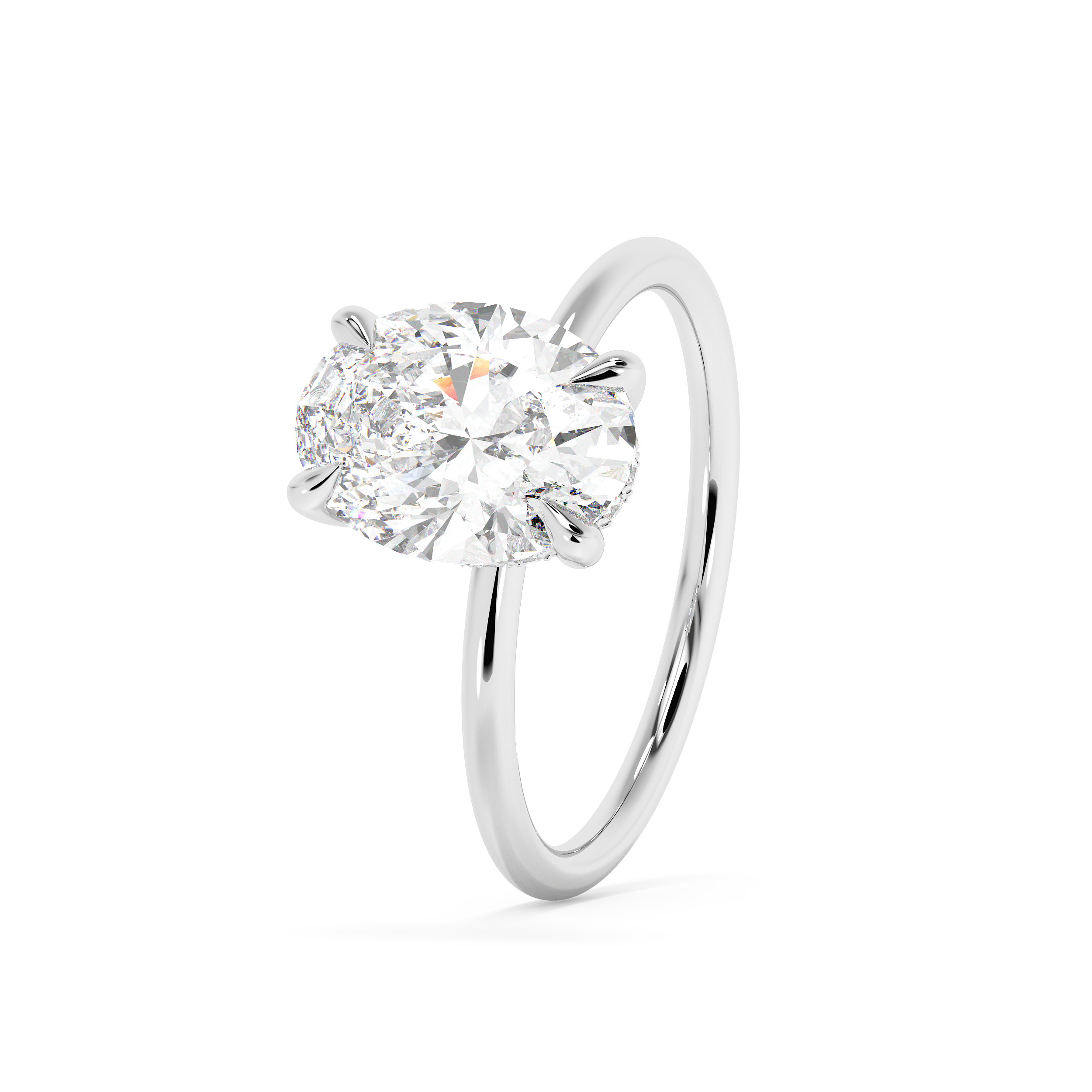 Emerald Solitaire Lab Grown Diamond Engagement Ring