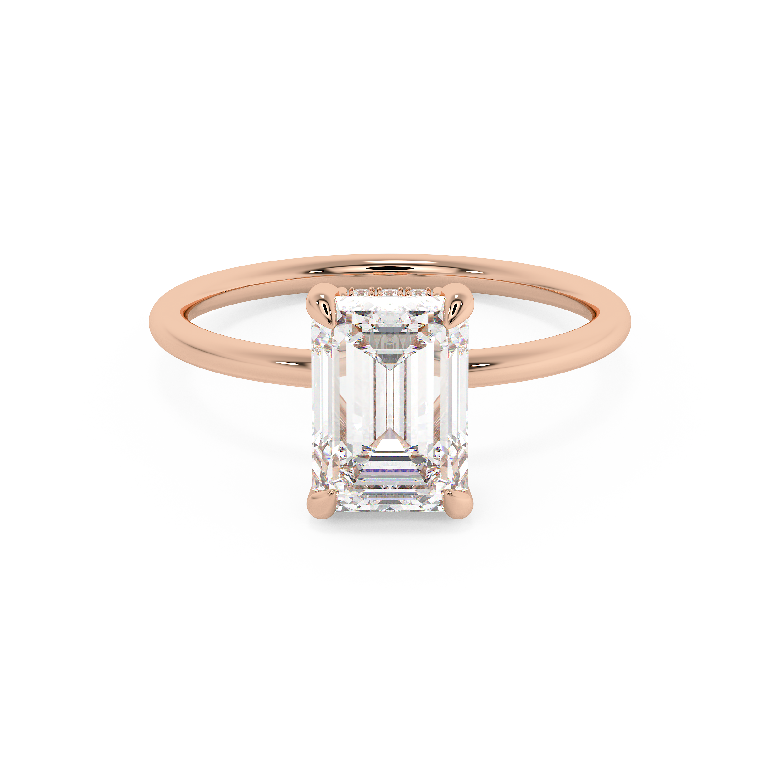 Emerald Solitaire Lab Grown Diamond Engagement Ring