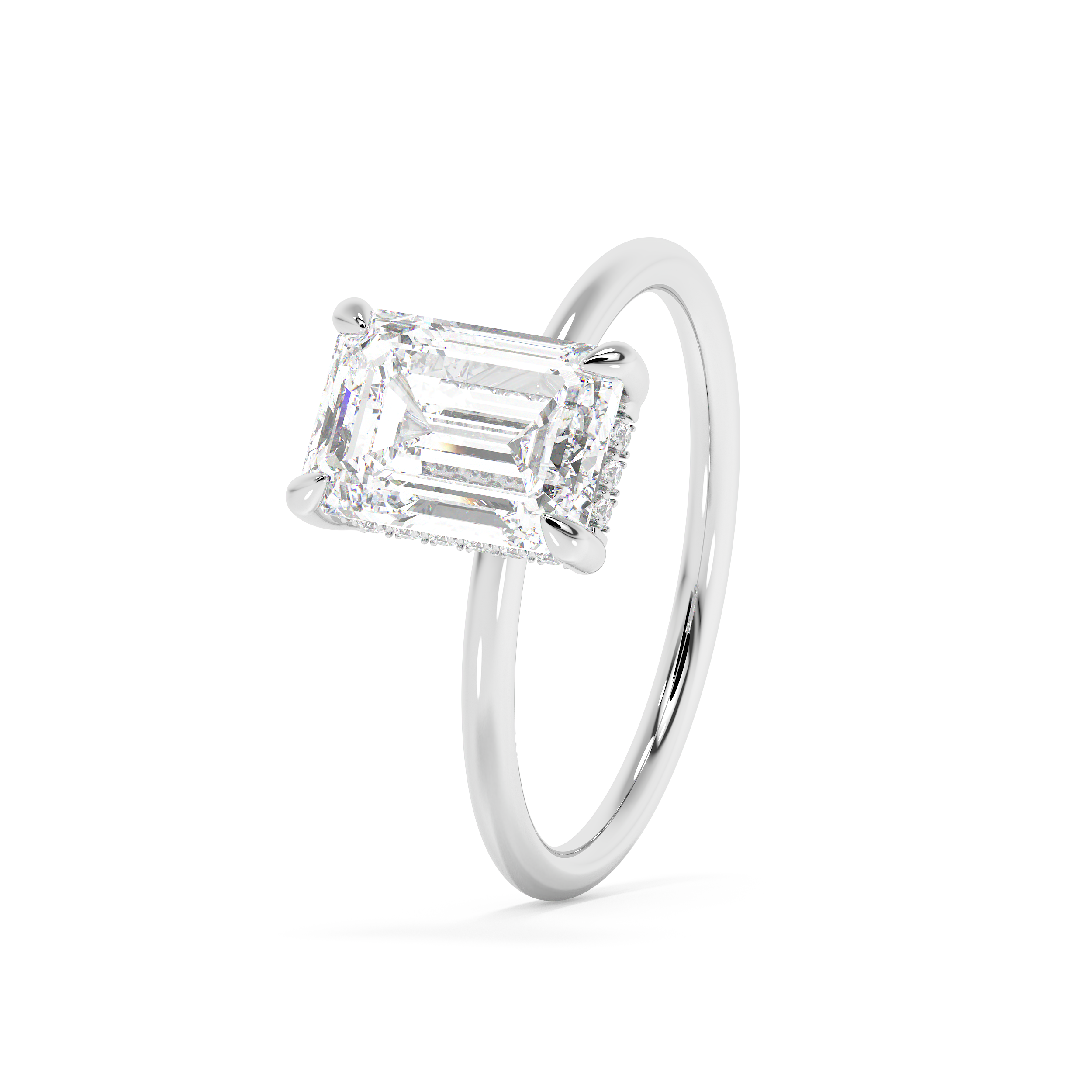 Emerald Solitaire Lab Grown Diamond Engagement Ring