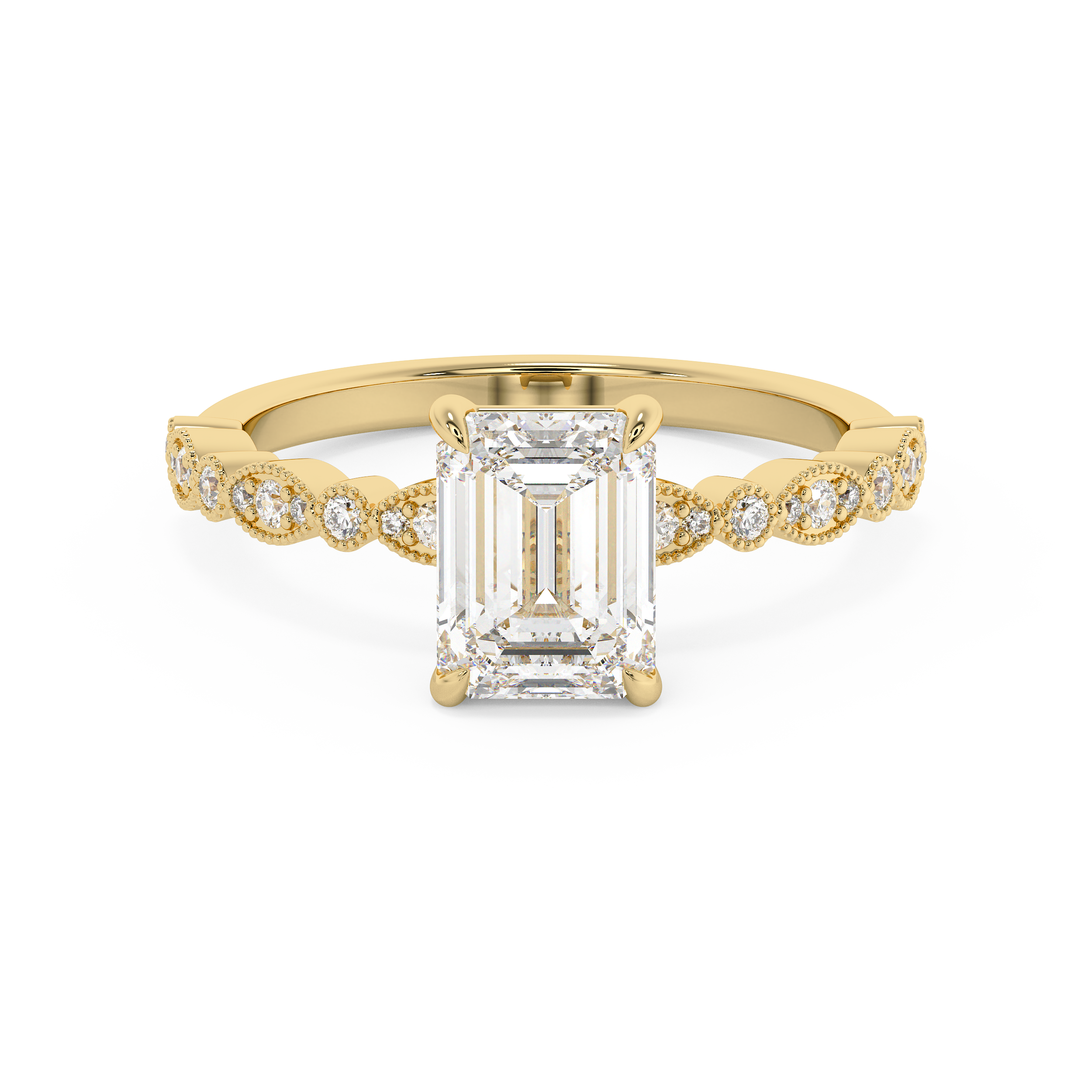 Emerald Solitaire Lab Grown Diamond Engagement Ring