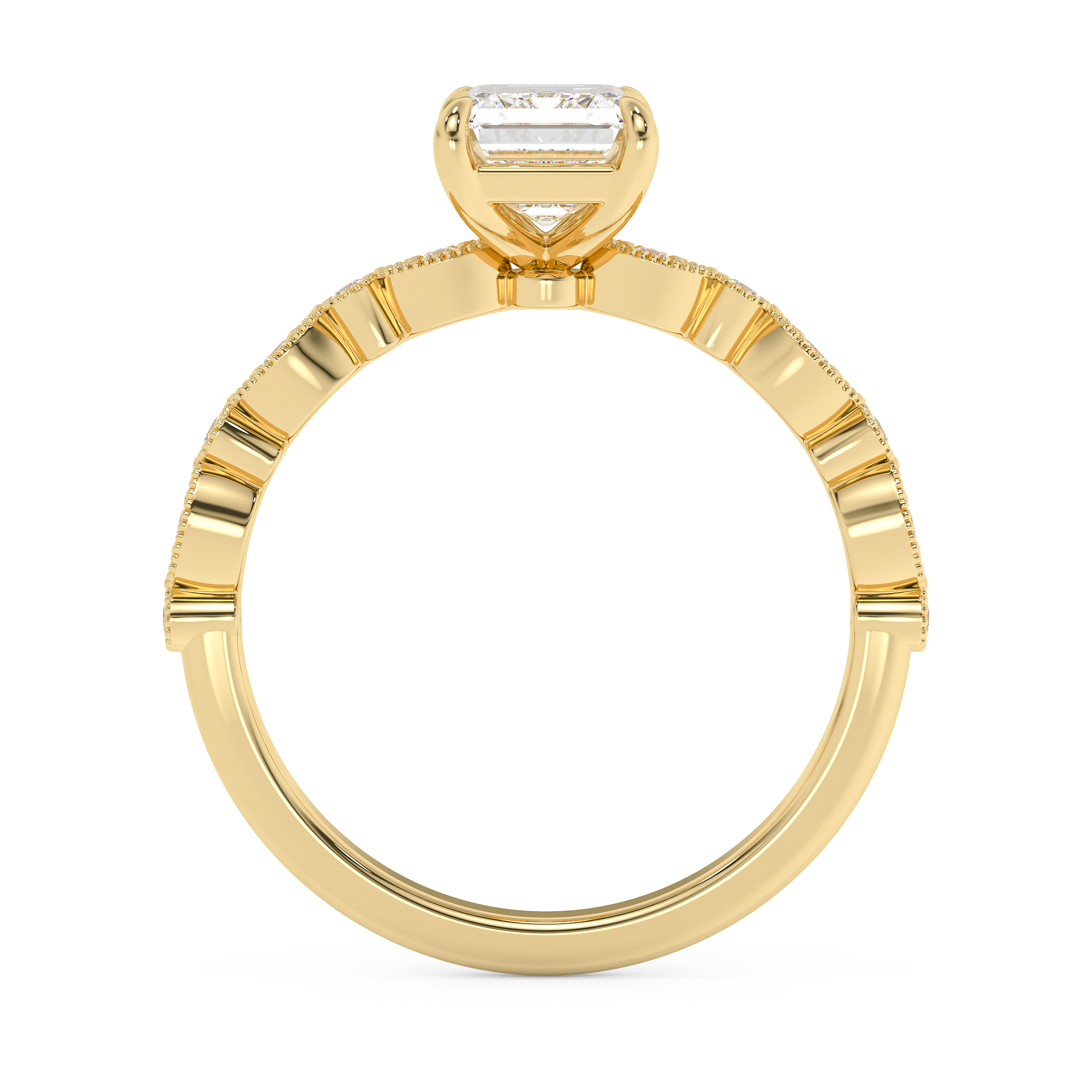 Emerald Solitaire Lab Grown Diamond Engagement Ring