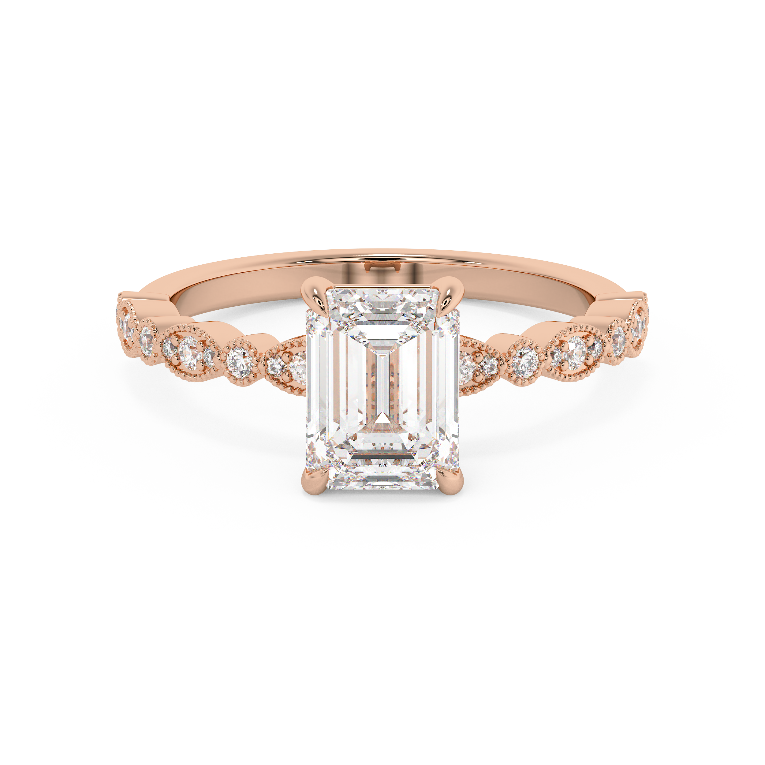 Emerald Solitaire Lab Grown Diamond Engagement Ring