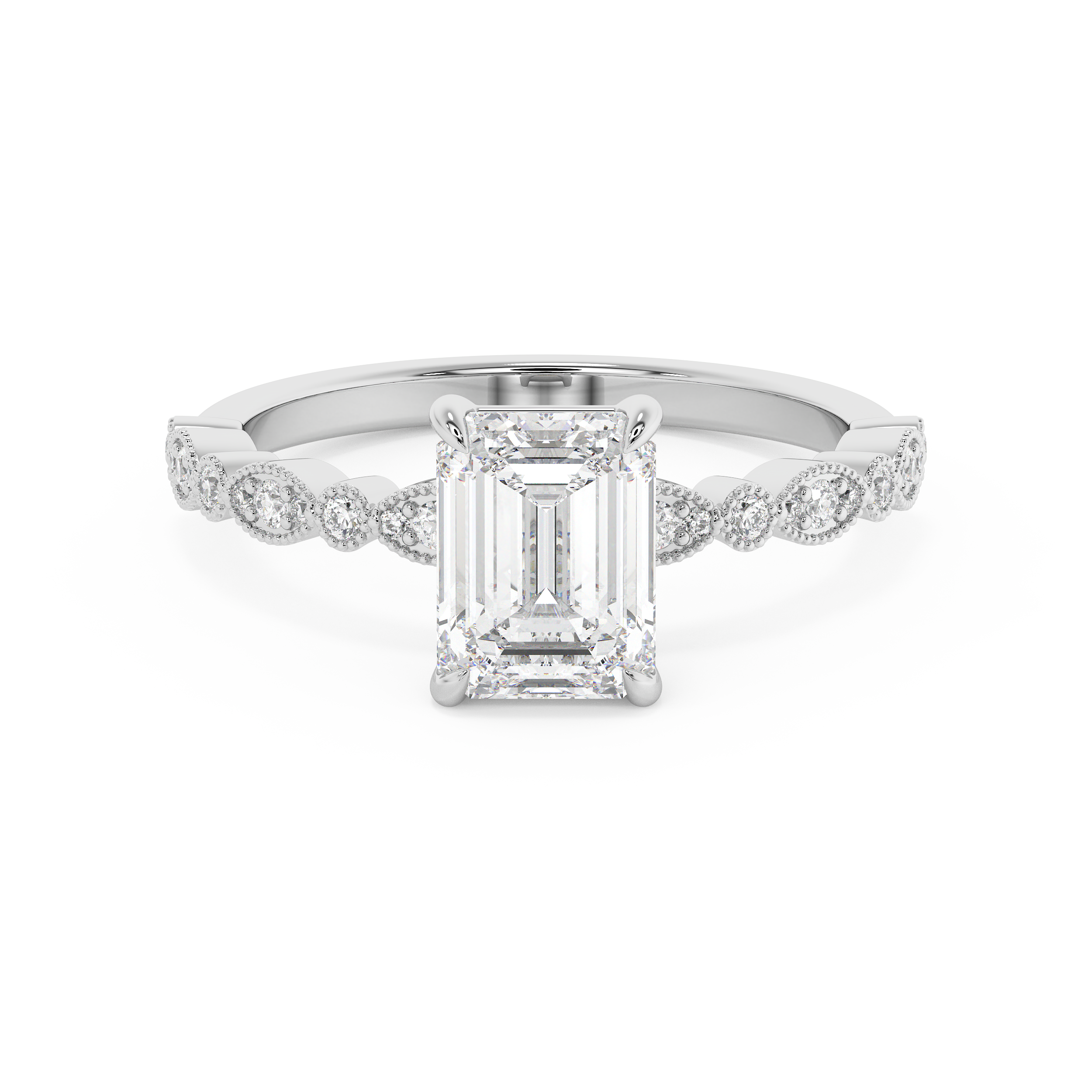 Emerald Solitaire Lab Grown Diamond Engagement Ring