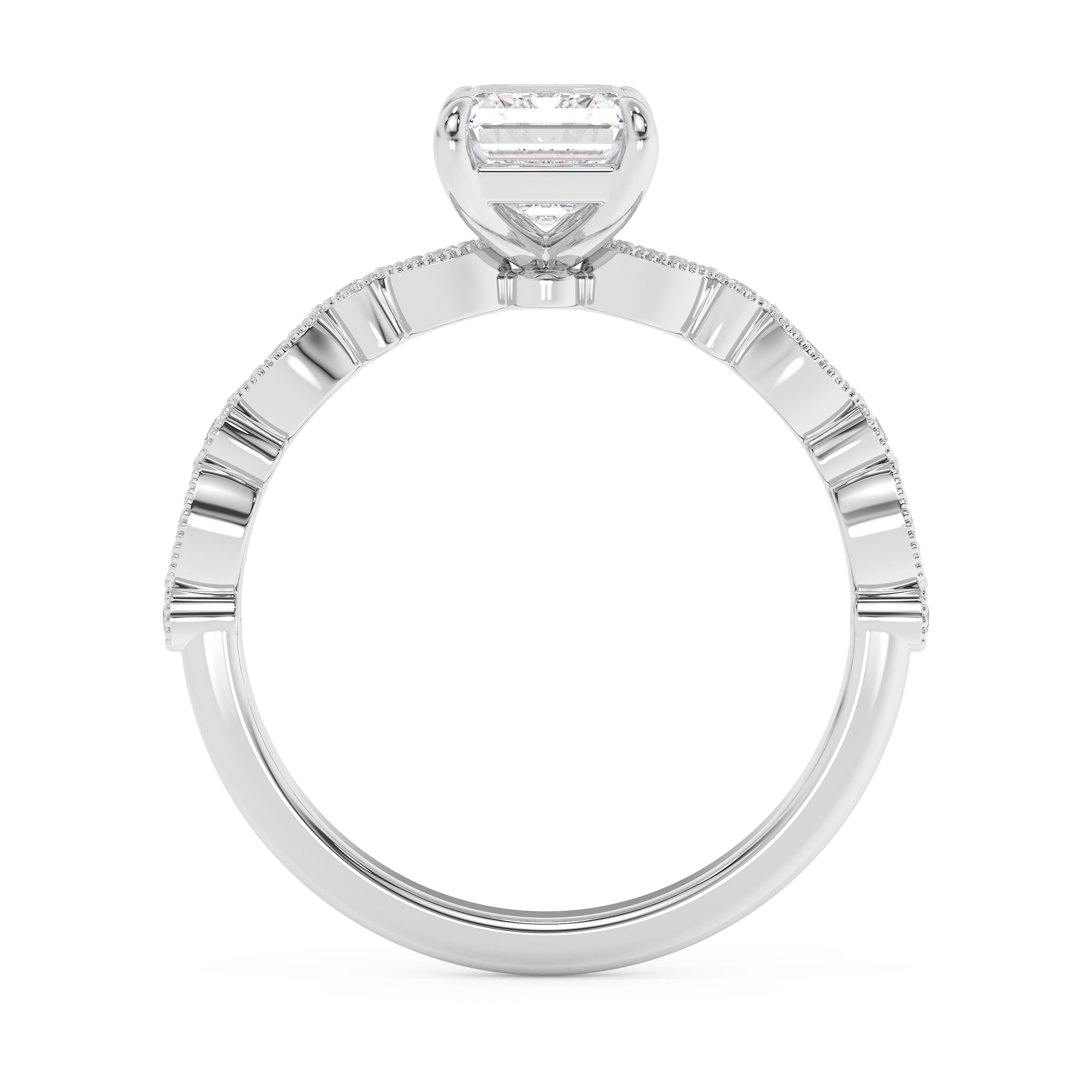 Emerald Solitaire Lab Grown Diamond Engagement Ring