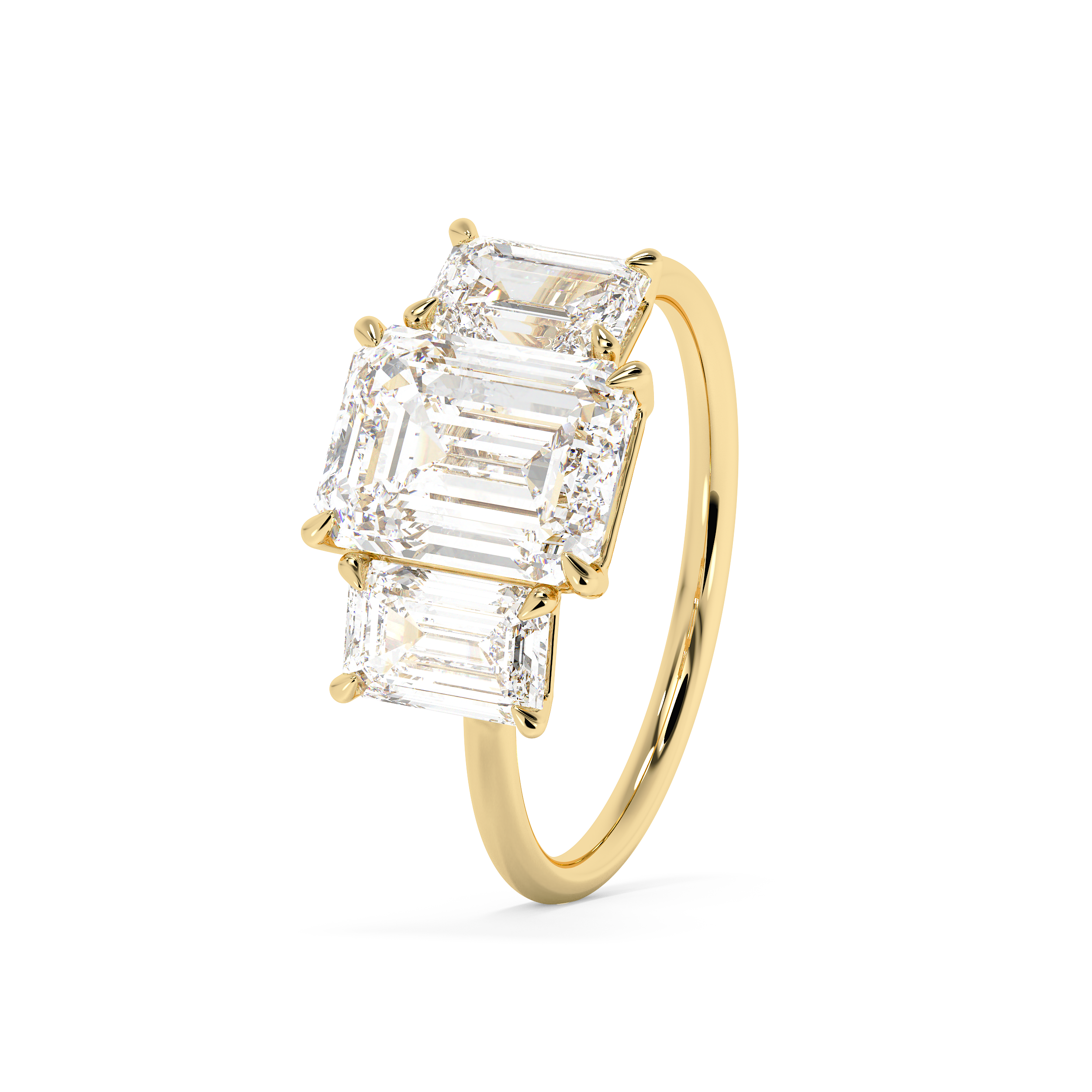 Emerald Solitaire Lab Grown Diamond Engagement Ring