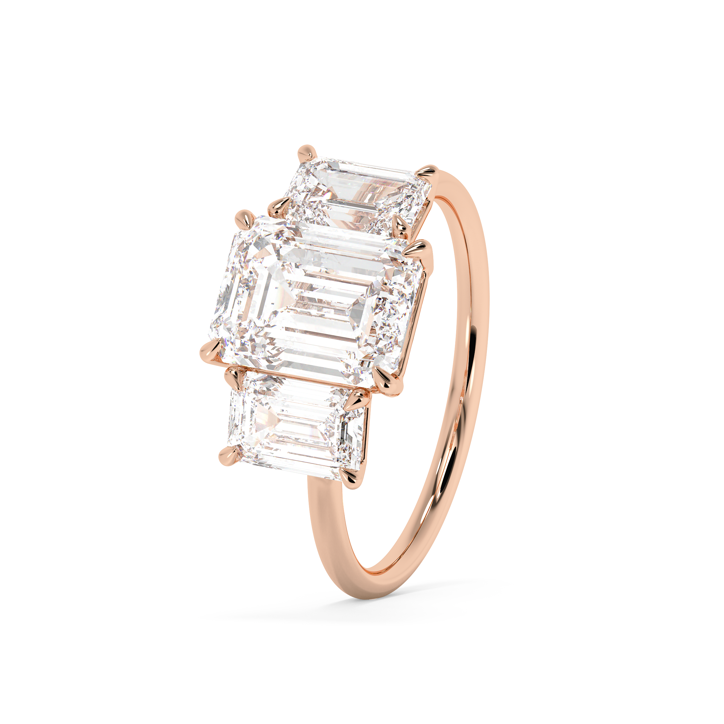 Emerald Solitaire Lab Grown Diamond Engagement Ring