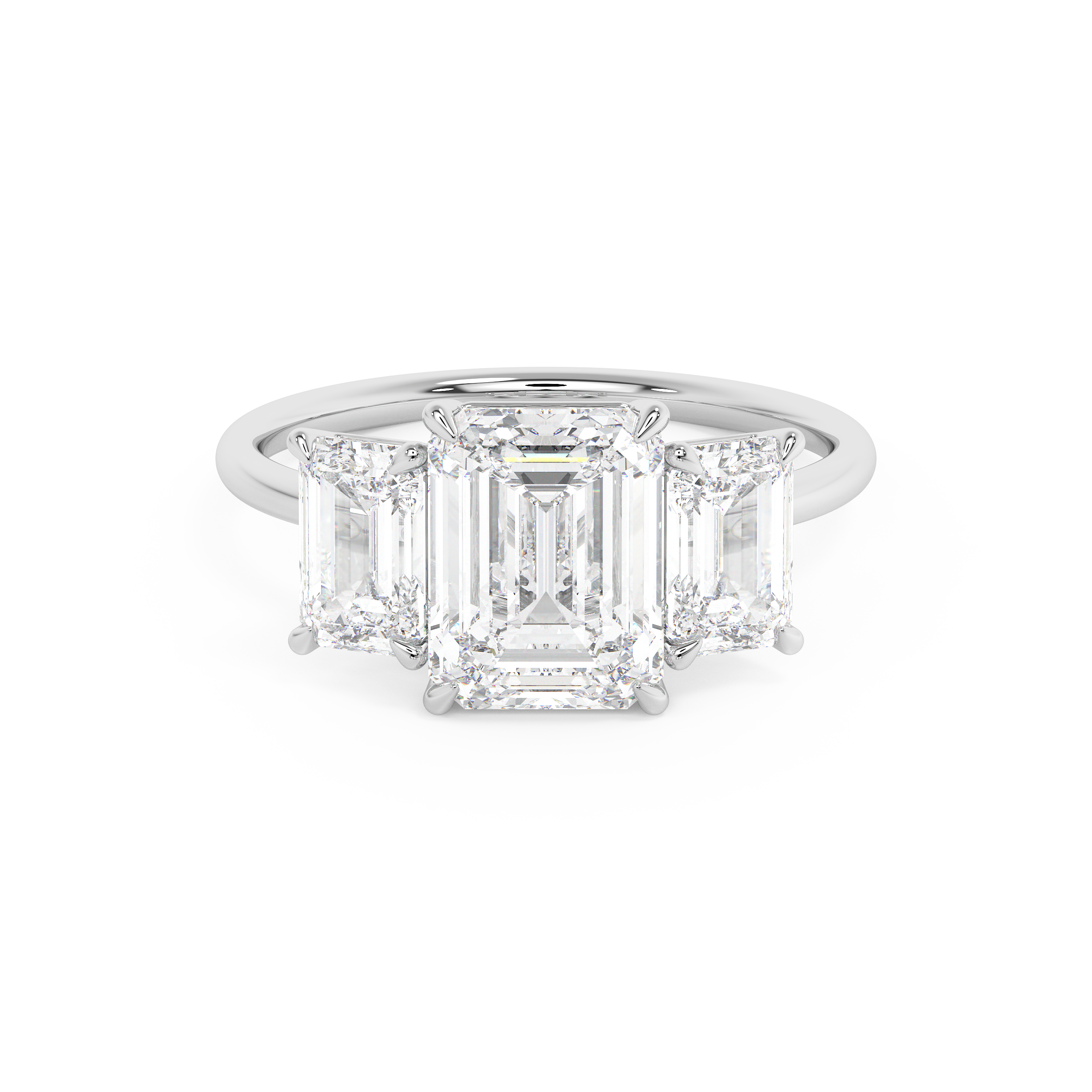 Emerald Solitaire Lab Grown Diamond Engagement Ring