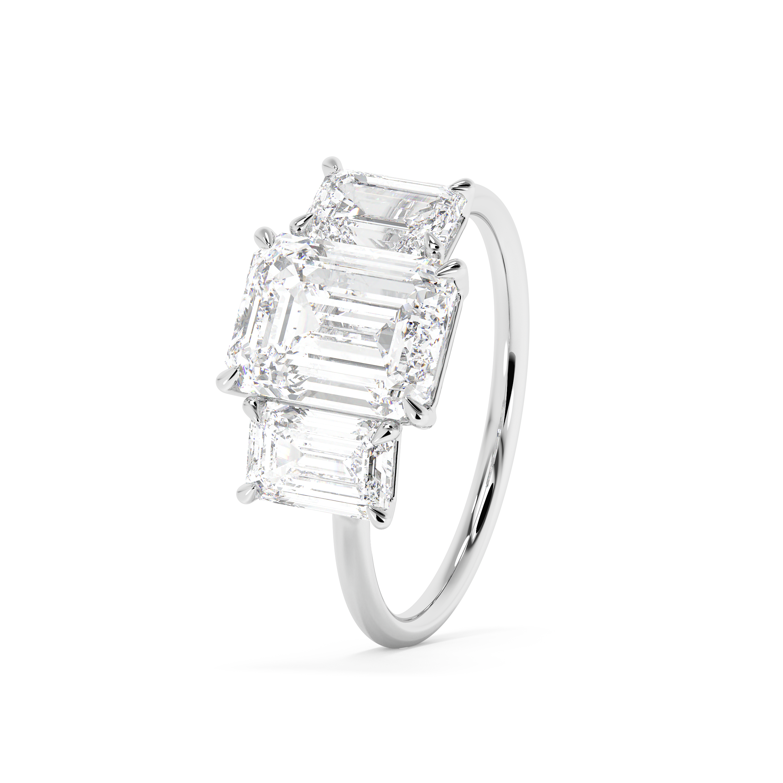 Emerald Solitaire Lab Grown Diamond Engagement Ring