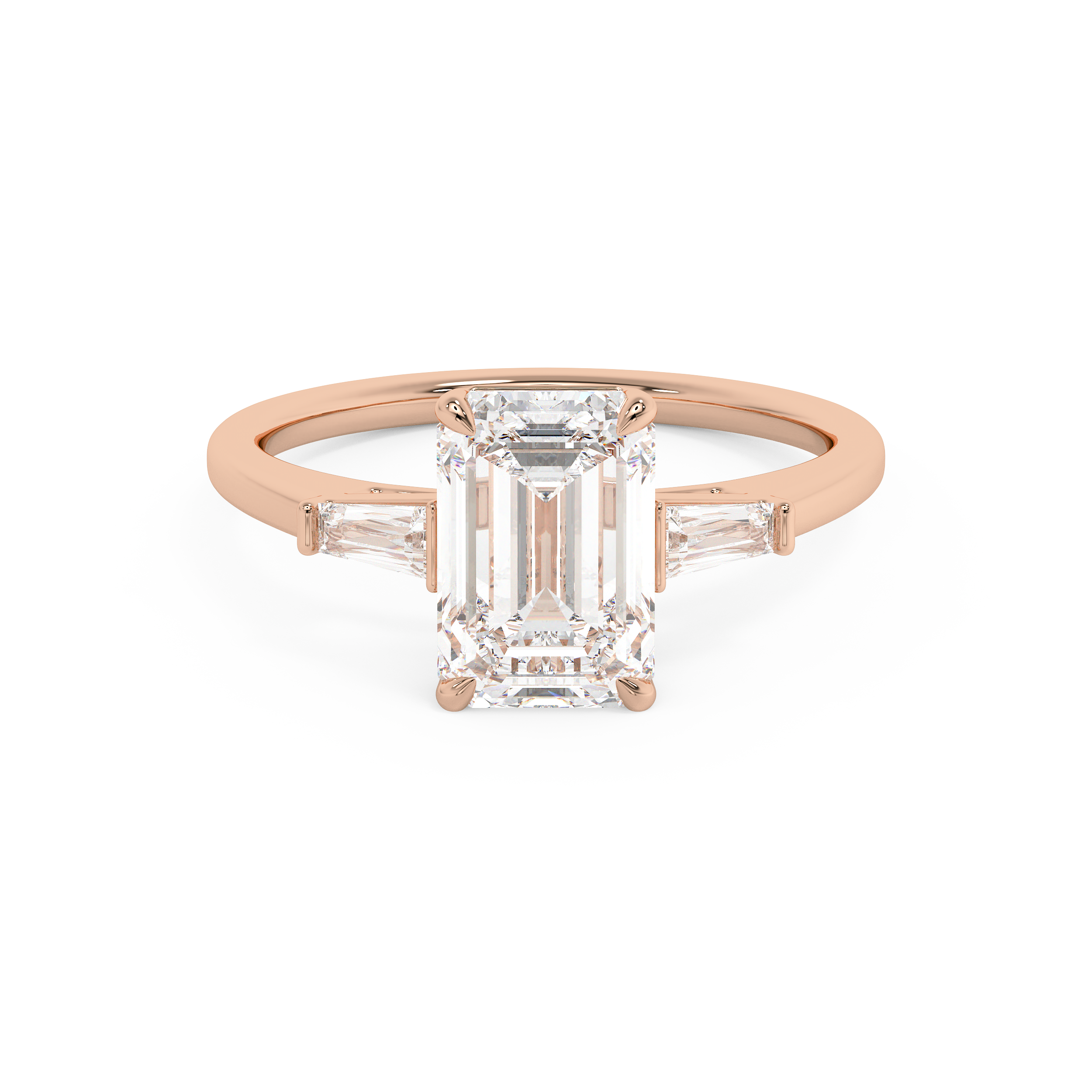Emerald Solitaire Lab Grown Diamond Engagement Ring
