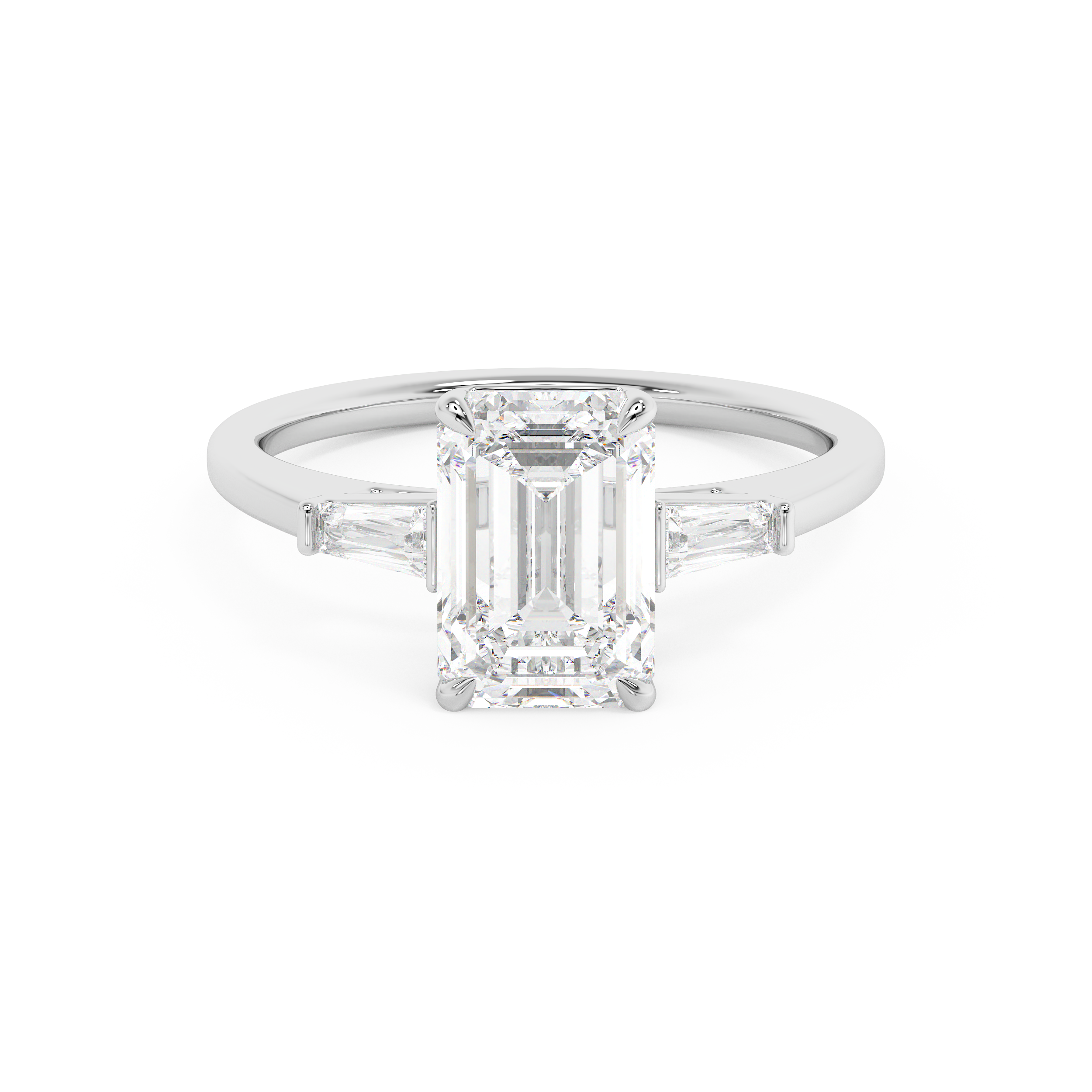 Emerald Solitaire Lab Grown Diamond Engagement Ring