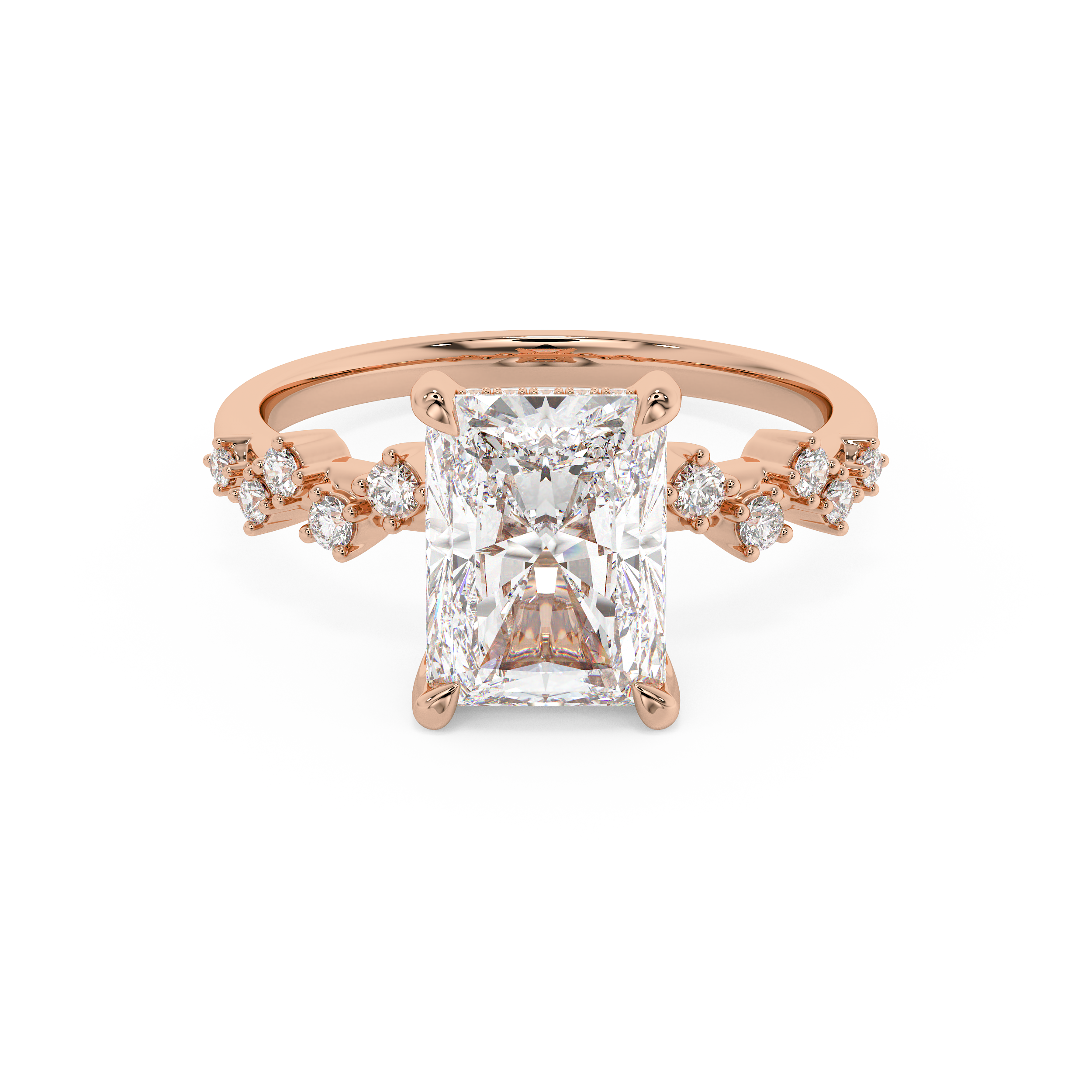 Emerald Solitaire Lab Grown Diamond Engagement Ring