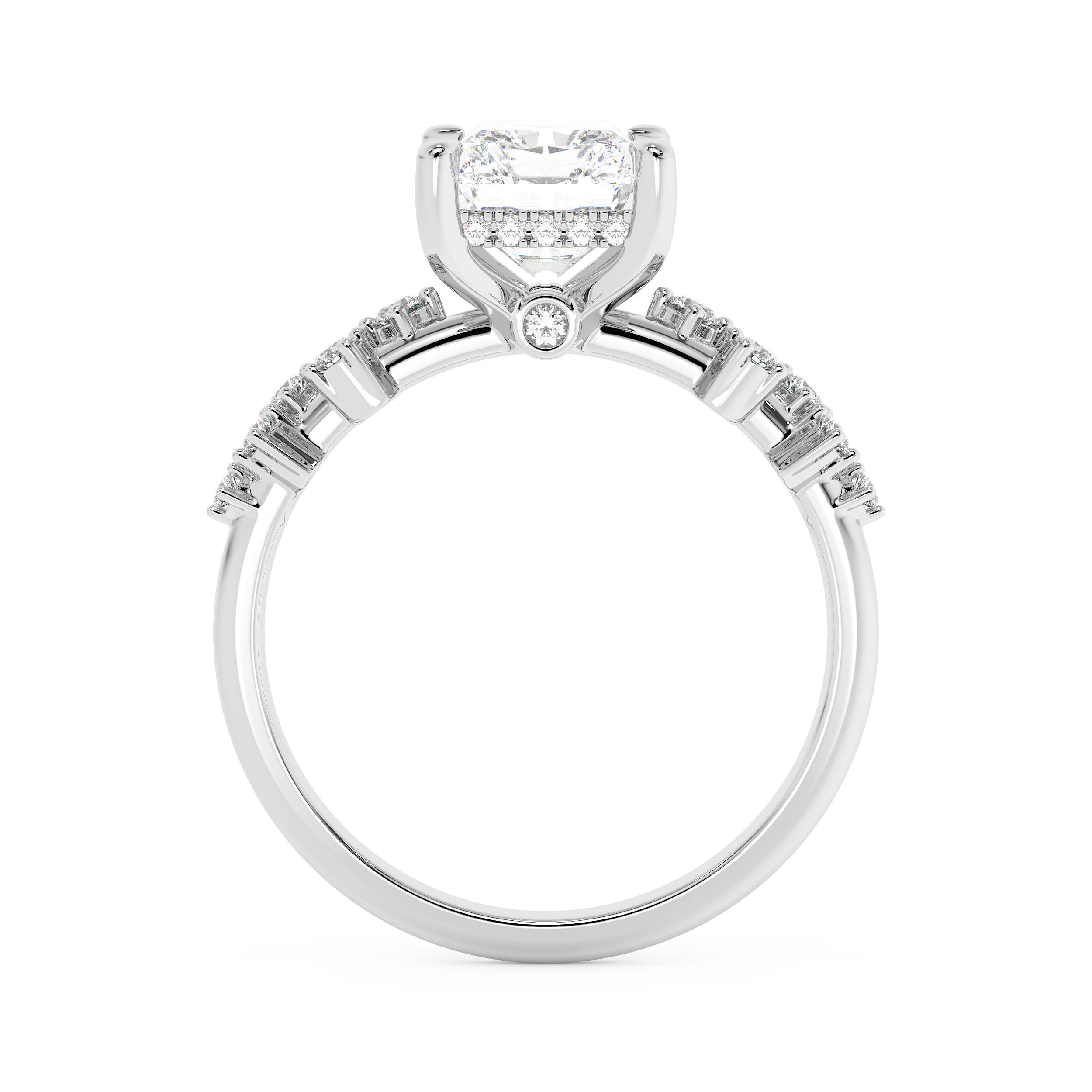 Emerald Solitaire Lab Grown Diamond Engagement Ring